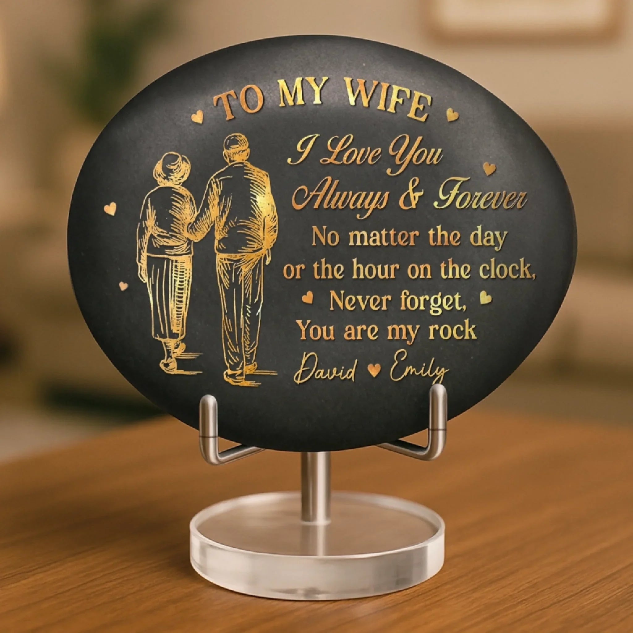 Custom Printed Rock - Personalized Anniversary Wedding Gifts For Husband And Wife, Him And Her - Our Sweet Memories