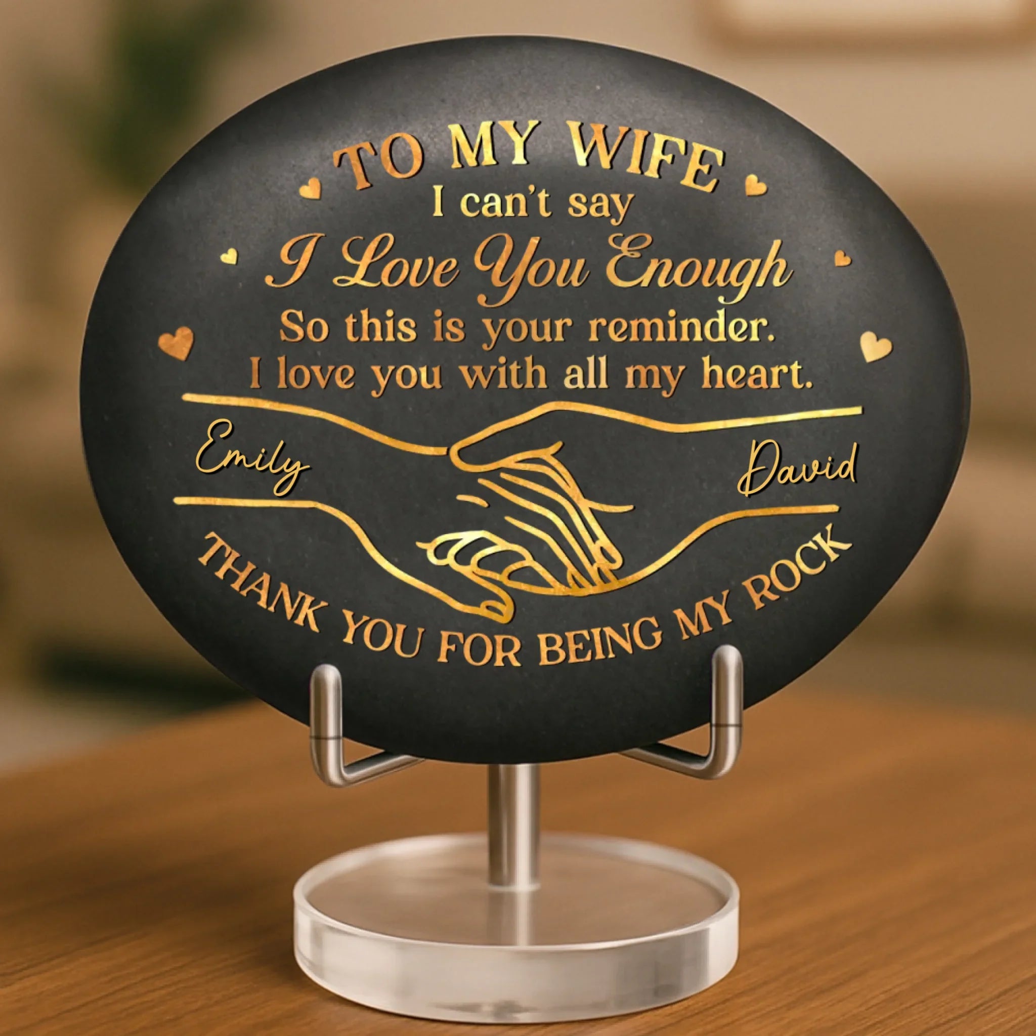Custom Printed Rock - Personalized Anniversary Wedding Gifts For Husband And Wife, Him And Her - You Are My Peace