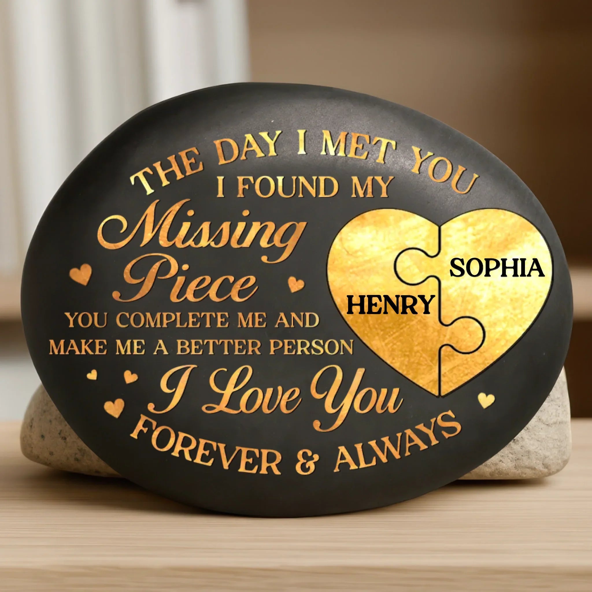 Custom Photo Printed Rock - Personalized Anniversary Wedding Gifts For Husband And Wife, Him And Her - Love That Time Honors