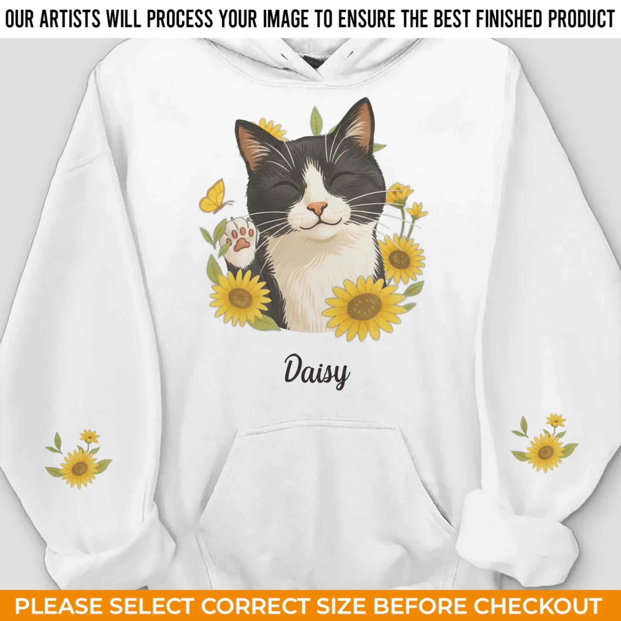 Custom Photo Unisex Sweatshirt, Hoodie With Design On Sleeve - Personalized Birthday Gifts For Dog Cat Lovers, Dog Dad And Mom, Cat Owners - Blooming With Dog Joy