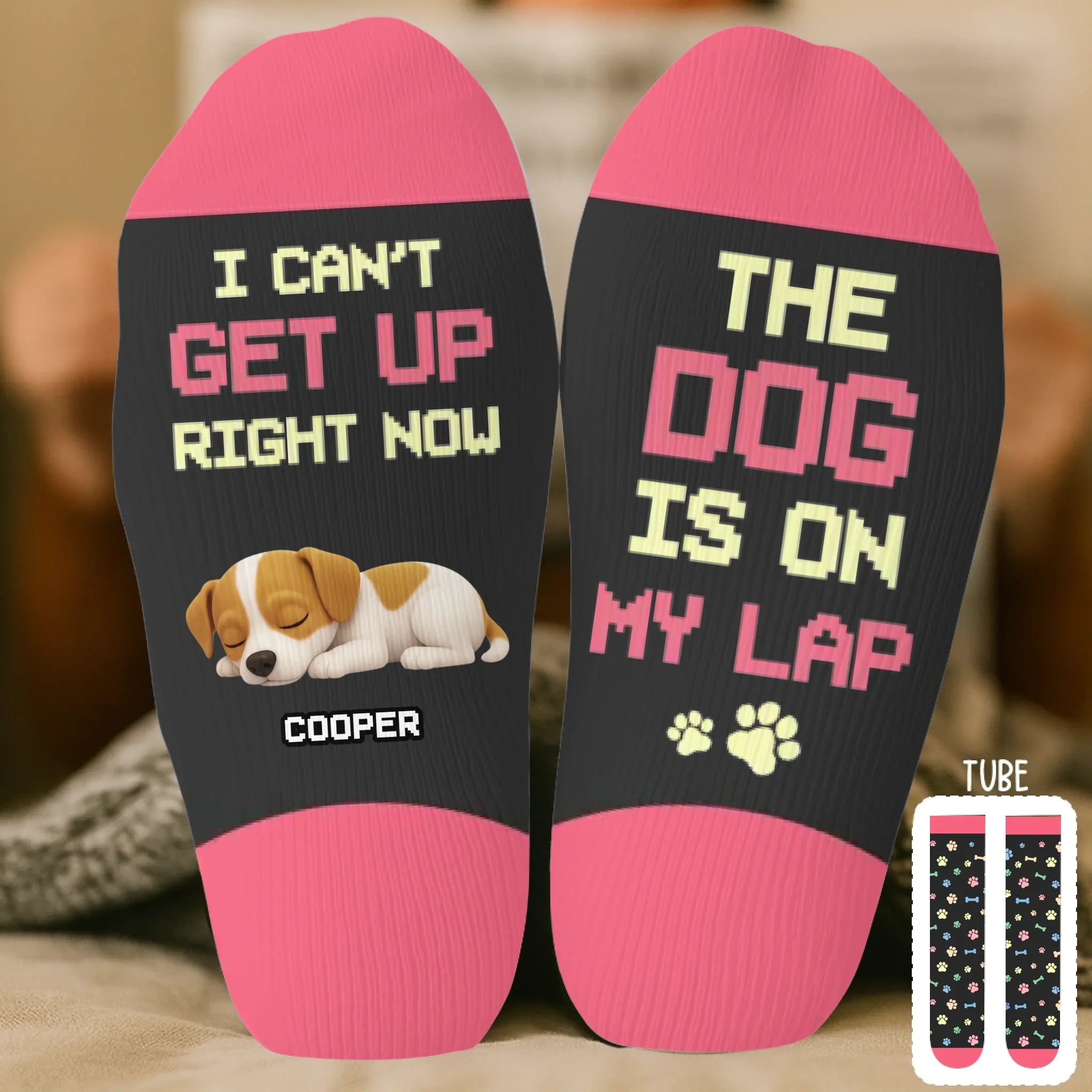 Custom Crew Socks - Personalized Christmas Birthday Gifts For Dog Lovers, Dog Dad And Mom - Stuck Under A Fur Baby