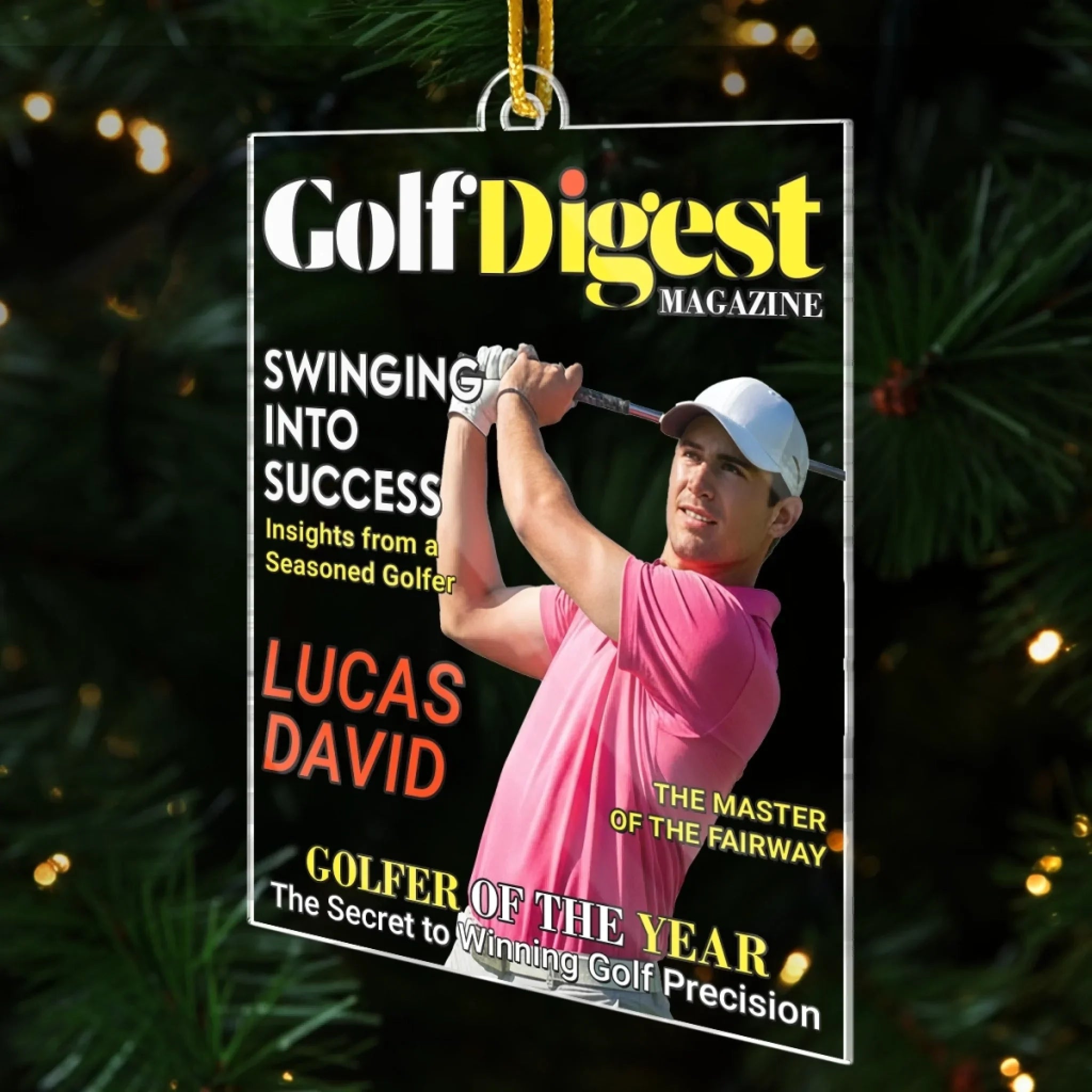 Custom Photo Magazine Acrylic Ornament - Personalized Christmas Birthday Golf Gifts For Men, Women - Master Of The Swing Arc