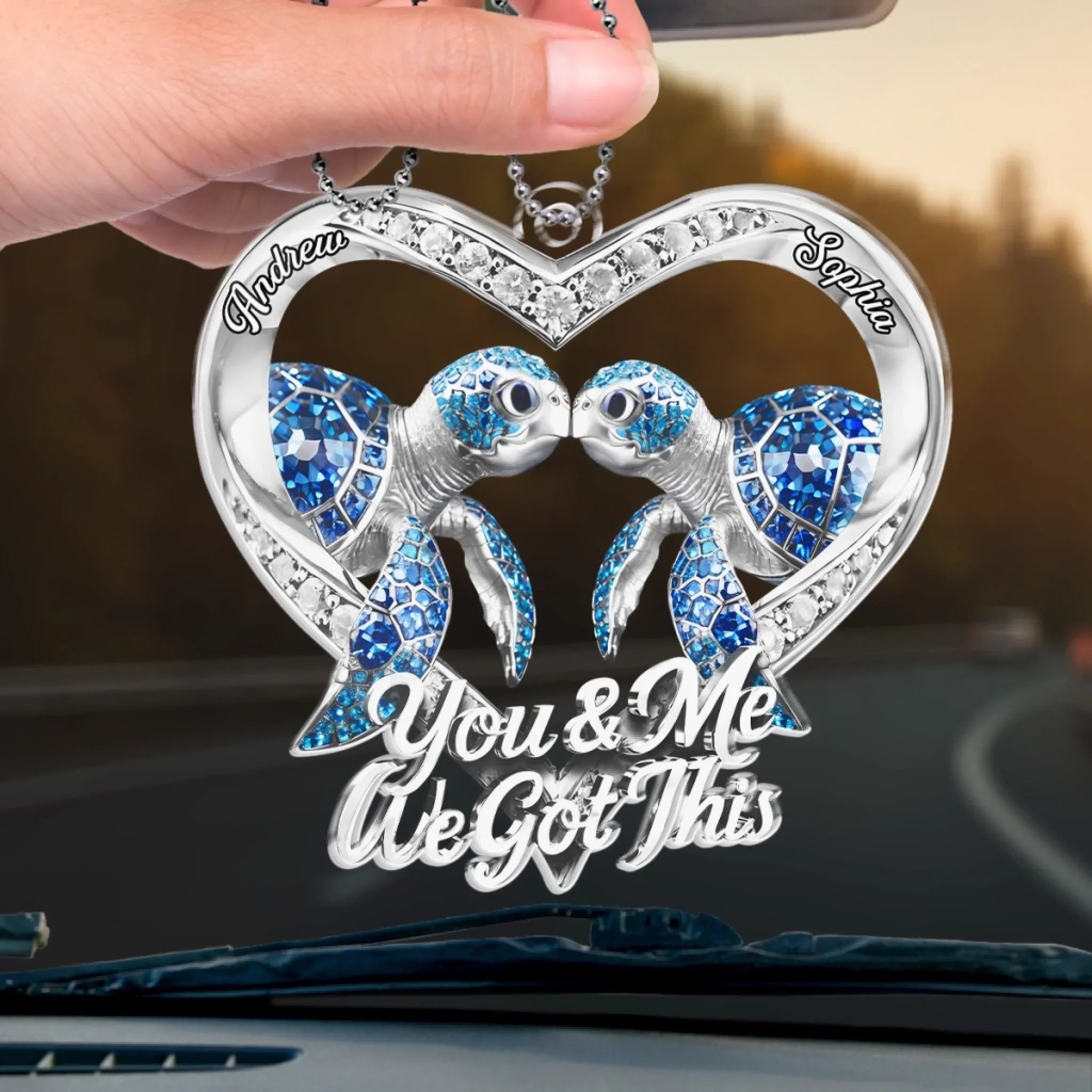 Custom Acrylic Car Ornament - Personalized Anniversary Wedding Gifts For Husband And Wife, Him And Her - Our Story Never Ends