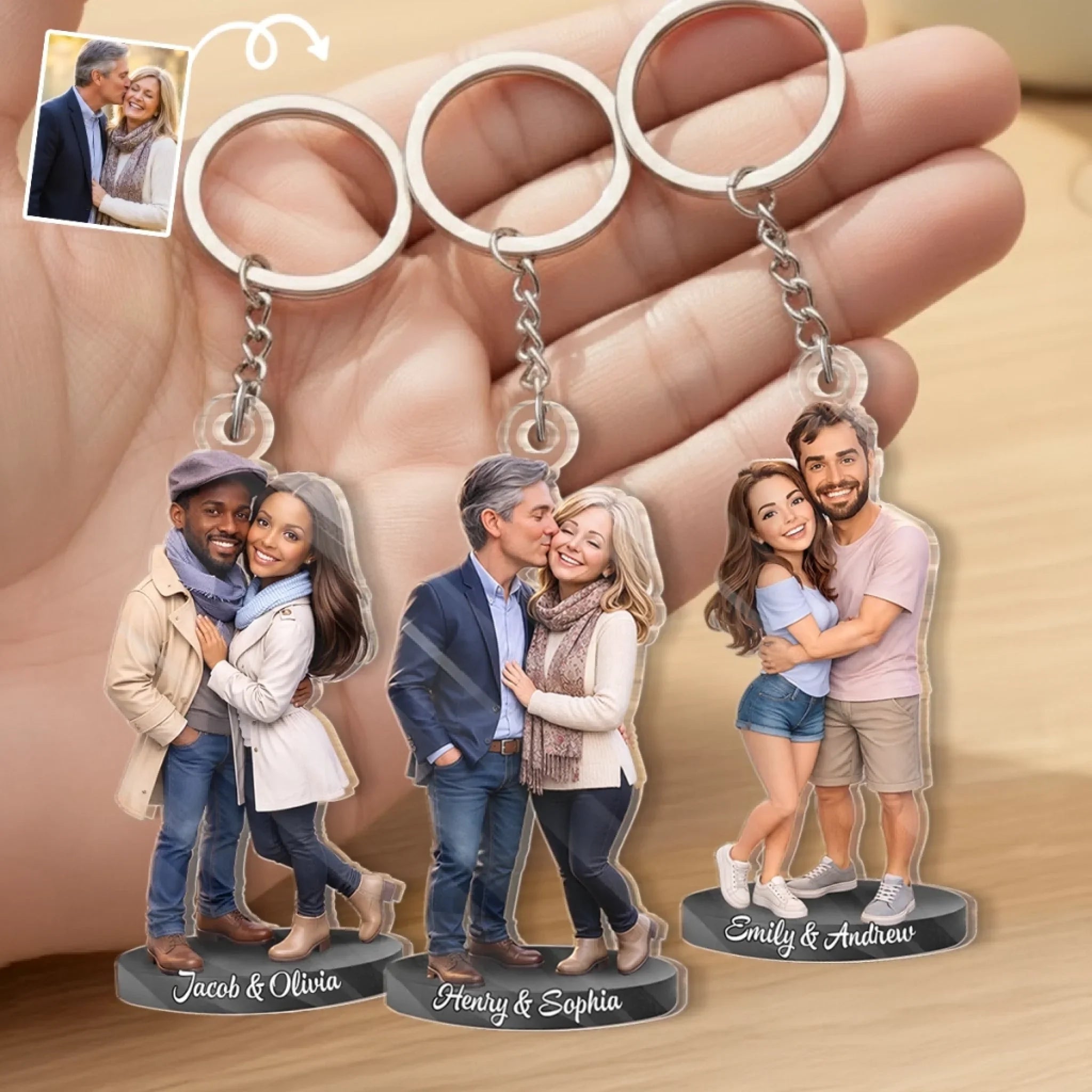 Custom Photo Shaped Acrylic Keychain - Personalized Anniversary Wedding Gifts For Husband And Wife, Him And Her - Still Choosing You Daily