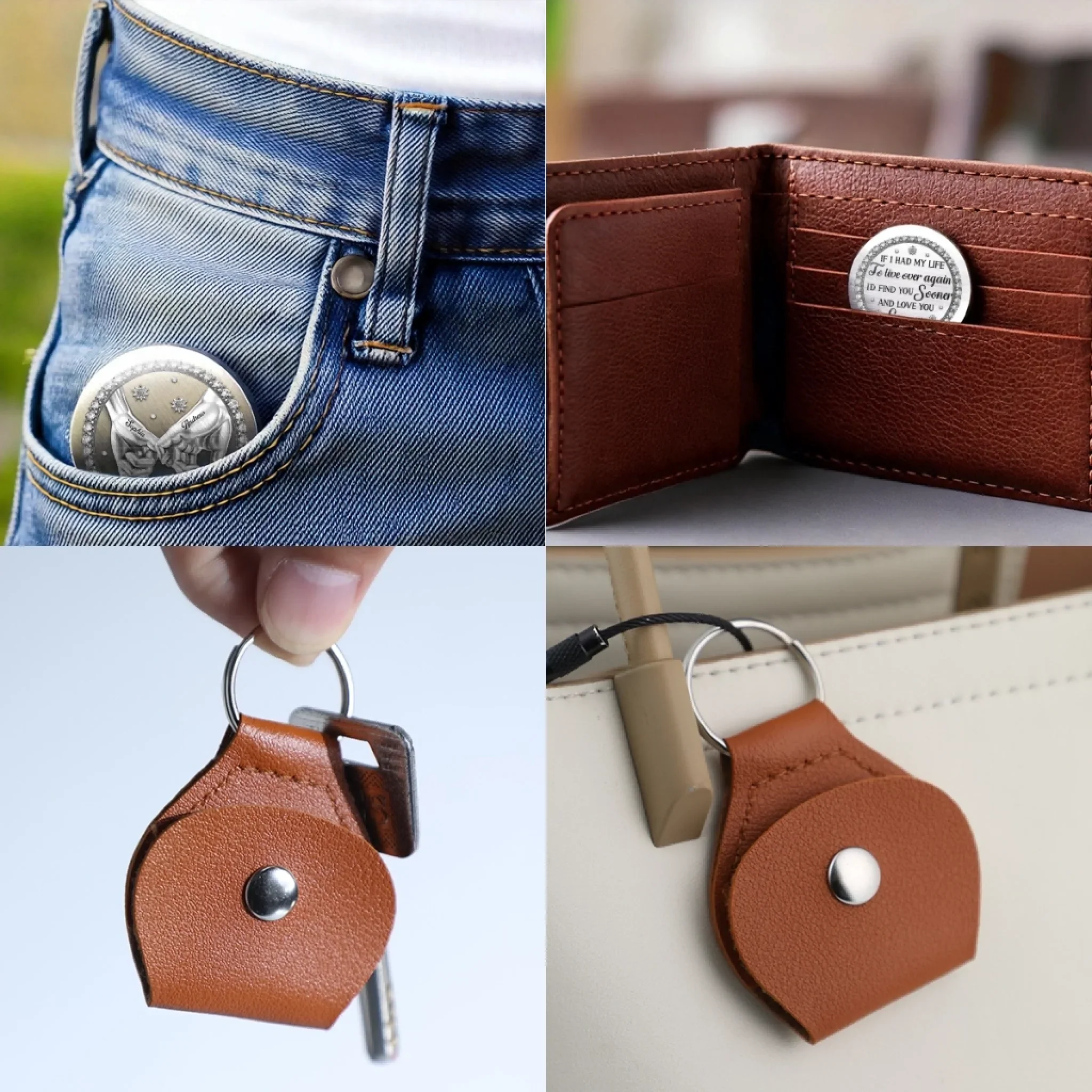 Custom Pocket Hug - Personalized Anniversary Wedding Gifts For Husband And Wife, Him And Her - Our Love Grows Quietly Strong