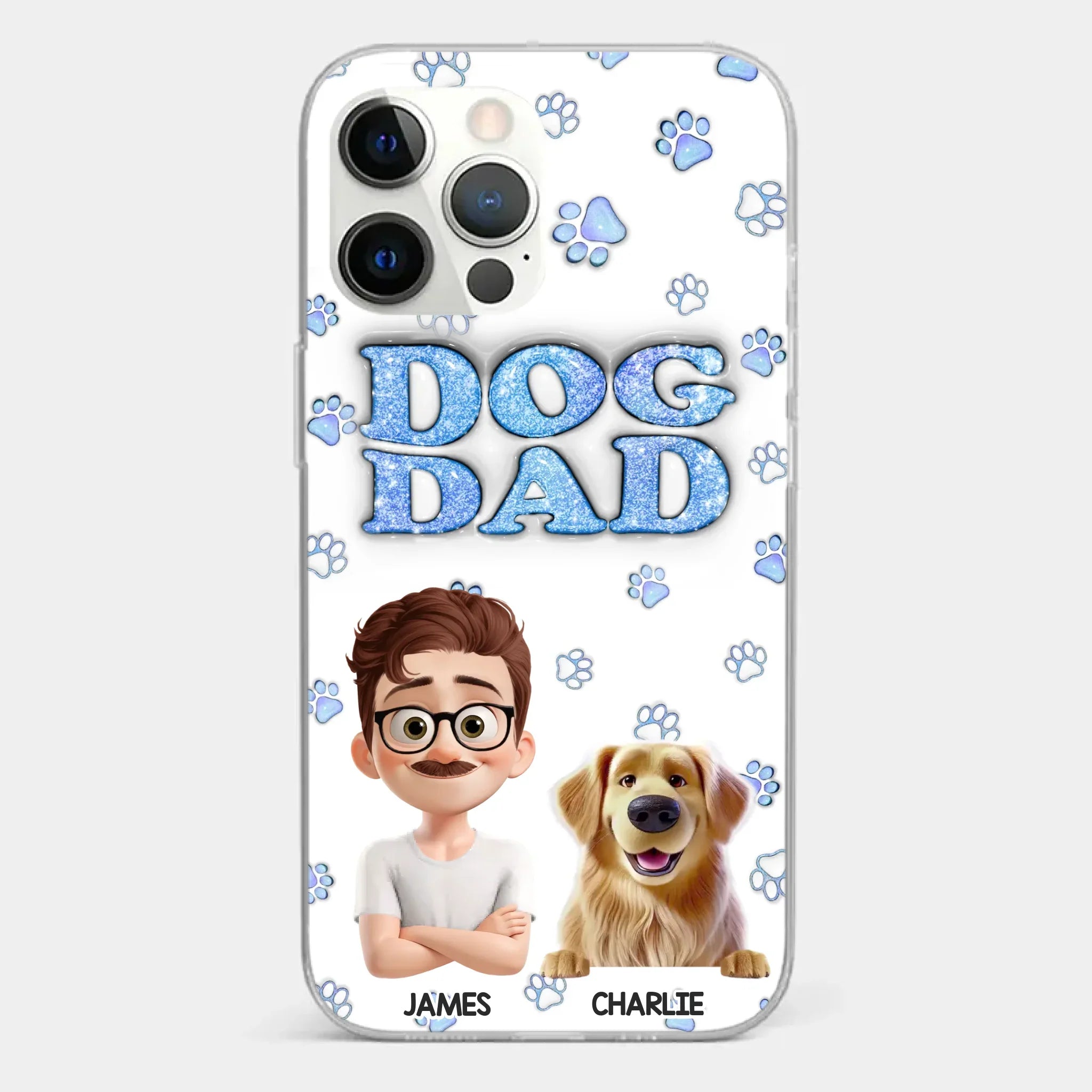 Custom 3D Inflated Effect Printed Clear Phone Case - Personalized Birthday Gifts For Dog Lovers, Dog Dad And Mom - Life Feels Warmer With Pets