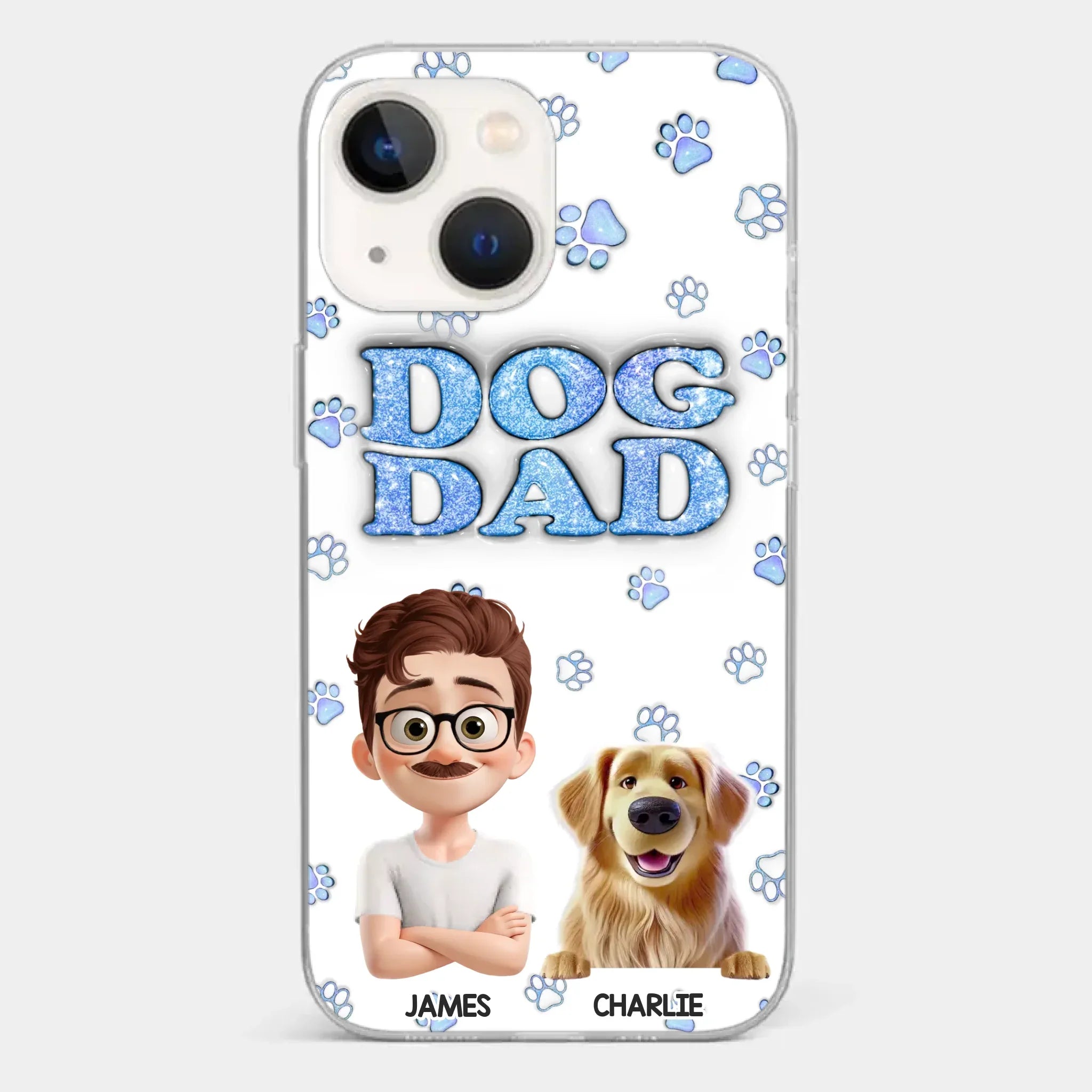 Custom 3D Inflated Effect Printed Clear Phone Case - Personalized Birthday Gifts For Dog Lovers, Dog Dad And Mom - Life Feels Warmer With Pets