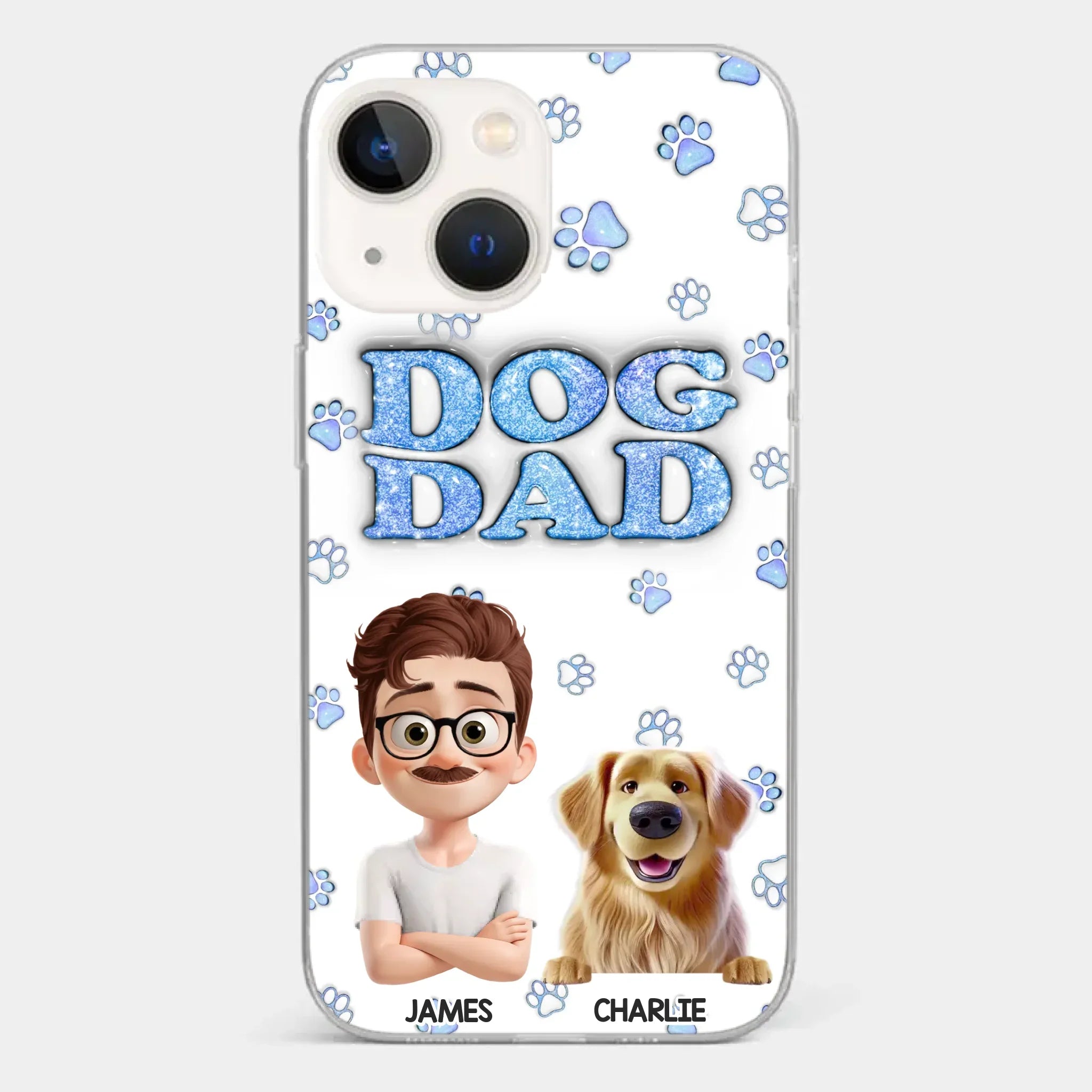 Custom 3D Inflated Effect Printed Clear Phone Case - Personalized Birthday Gifts For Dog Lovers, Dog Dad And Mom - Life Feels Warmer With Pets