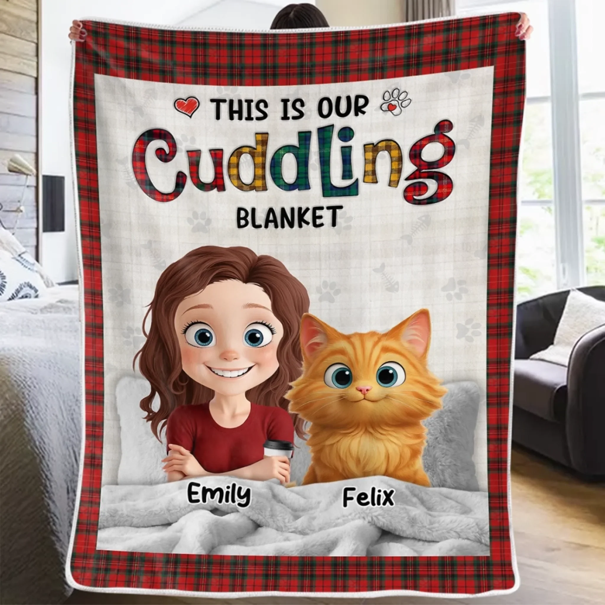Custom Blanket - Personalized  Birthday Gifts For Cat Lovers, Cat Mom And Dad - Purr Mode On