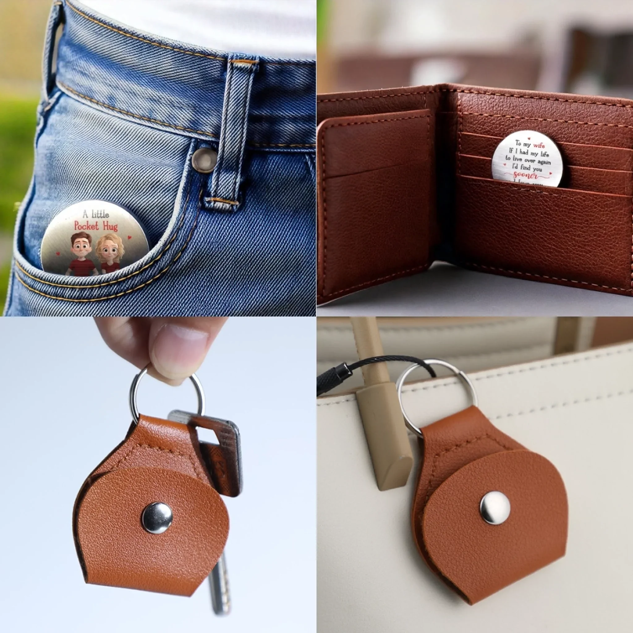 Custom Pocket Hug - Personalized Anniversary Wedding Gifts For Husband And Wife, Him And Her - Built On Trust And Laughter