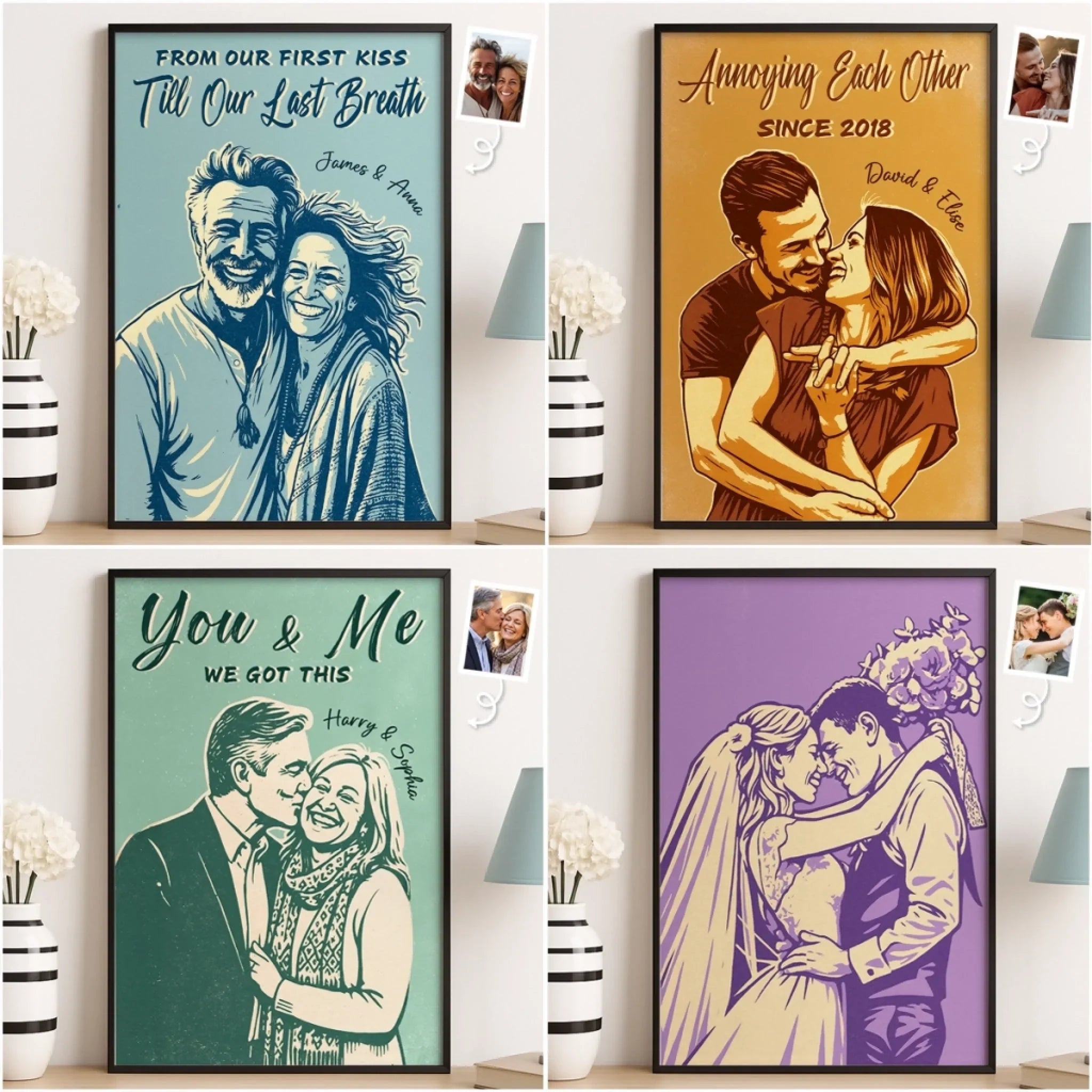 Custom Photo Vertical Poster - Personalized Anniversary Wedding Gifts For Husband And Wife, Him And Her - Our Connection Just Feels Right