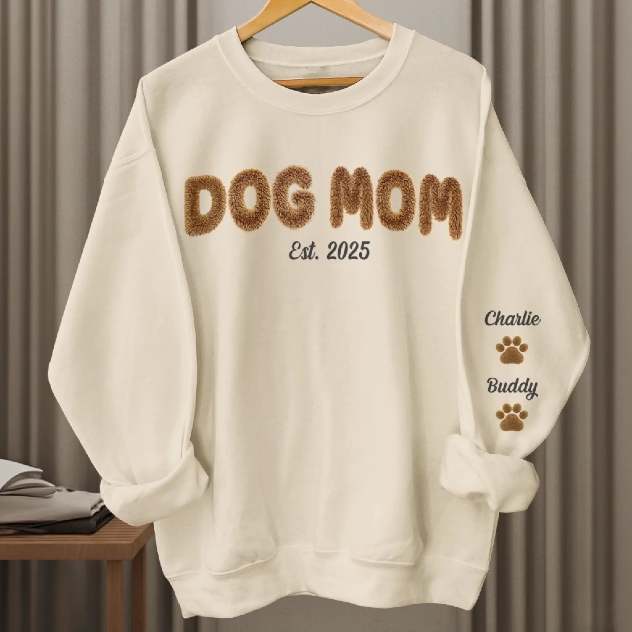 Custom Unisex Sweatshirt, Hoodie With Design On Sleeve - Personalized Birthday Gifts For Dog Cat Lovers, Dog Dad And Mom, Cat Owners - Mom Life, Dog Edition