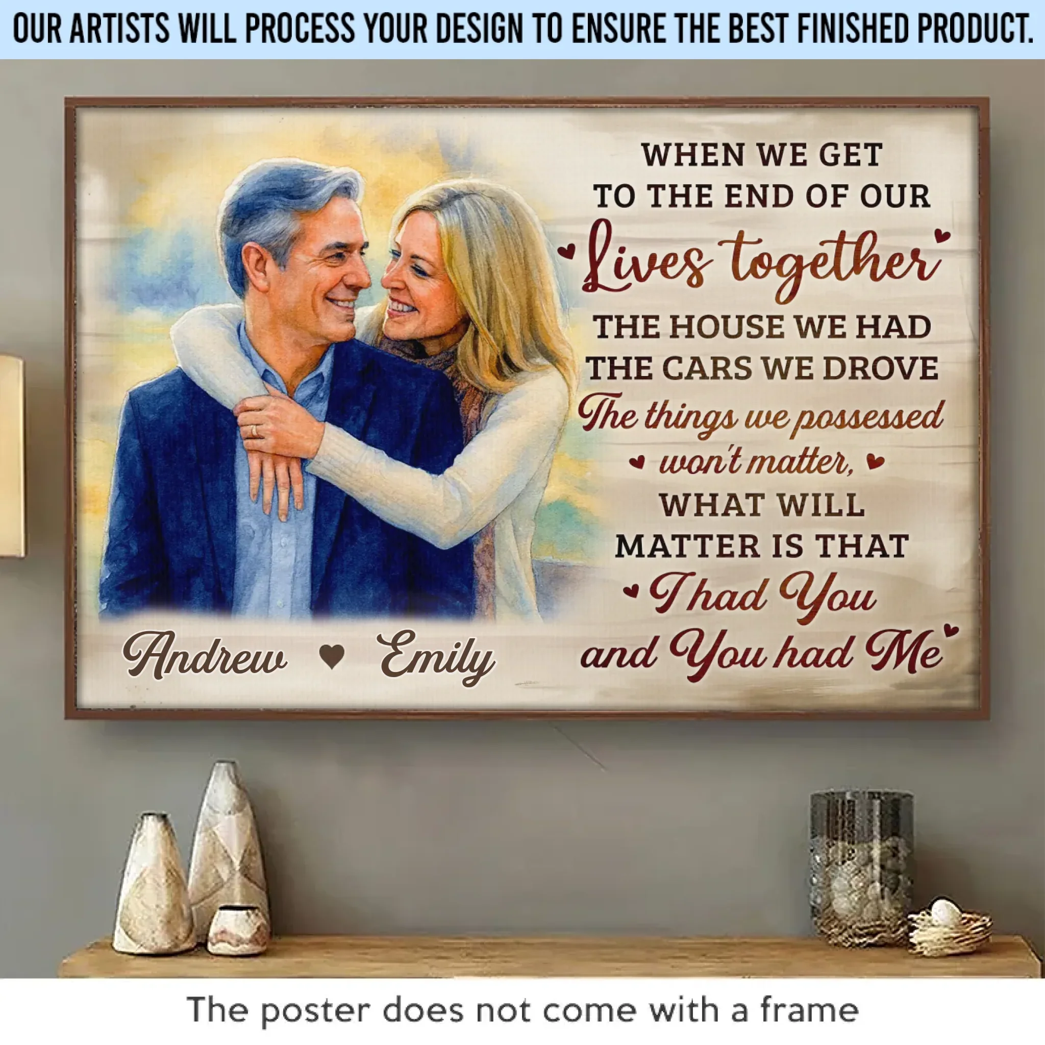 Custom Photo Horizontal Poster - Personalized Anniversary Wedding Gifts For Husband And Wife, Him And Her - Love Lives In Small Moments