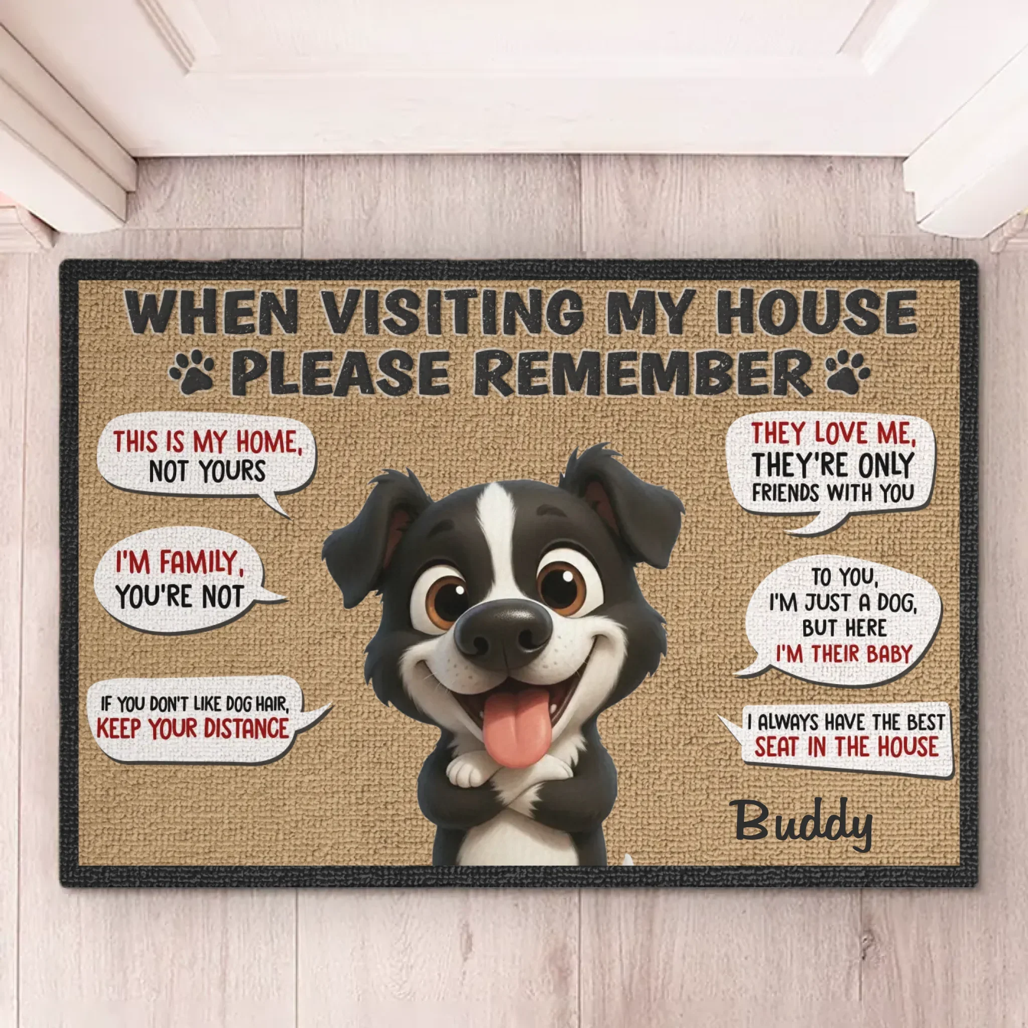 Custom Home Decor Decorative Mat - Personalized Birthday Gifts For Dog Lovers, Dog Dad And Mom - The Dogs Live Here