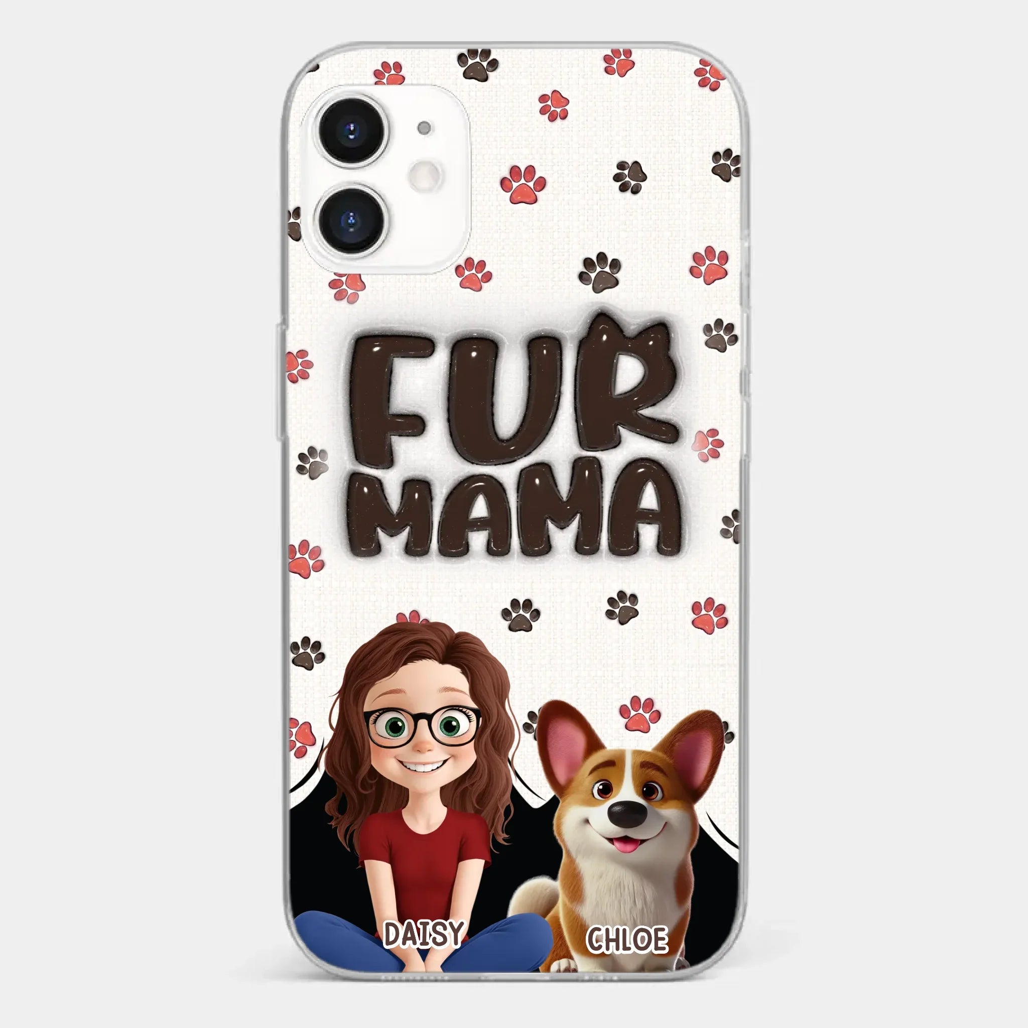 Custom 3D Inflated Effect Printed Clear Phone Case - Personalized Birthday Gifts For Dog Cat Lovers, Dog Dad And Mom, Cat Owners - Love Grows With Fur Around