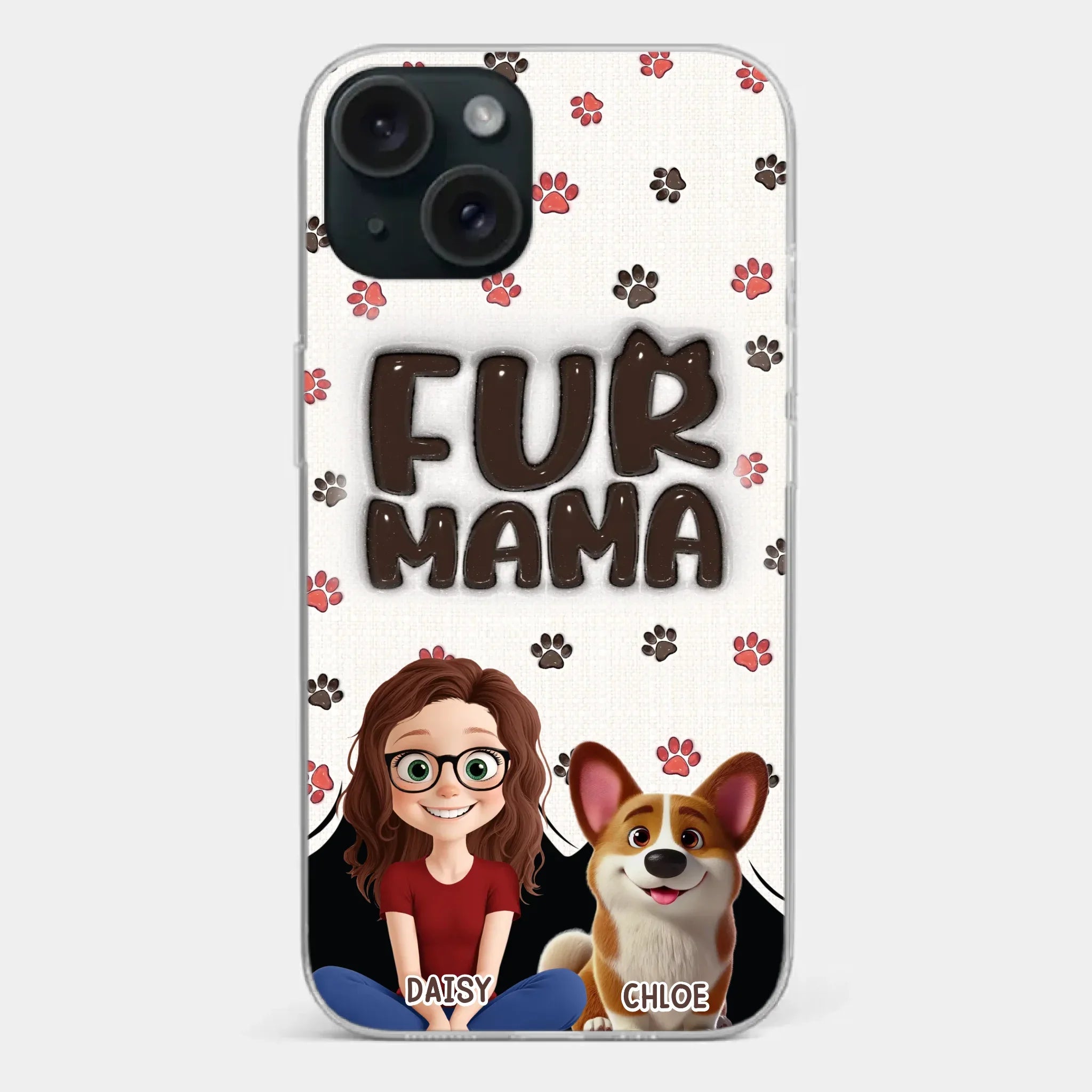 Custom 3D Inflated Effect Printed Clear Phone Case - Personalized Birthday Gifts For Dog Cat Lovers, Dog Dad And Mom, Cat Owners - Love Grows With Fur Around