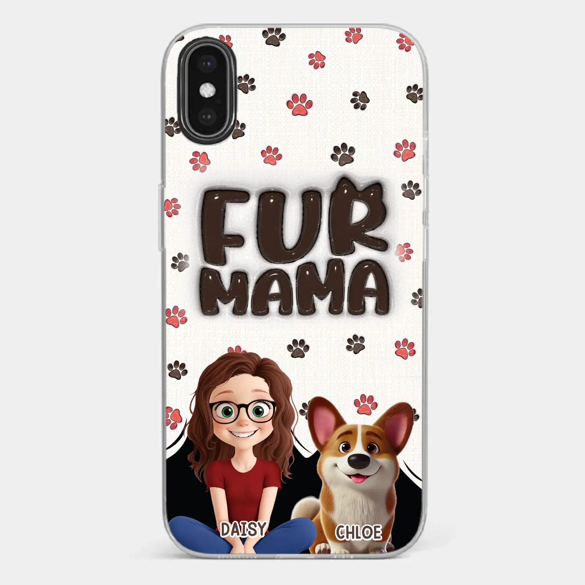 Custom 3D Inflated Effect Printed Clear Phone Case - Personalized Birthday Gifts For Dog Cat Lovers, Dog Dad And Mom, Cat Owners - Love Grows With Fur Around