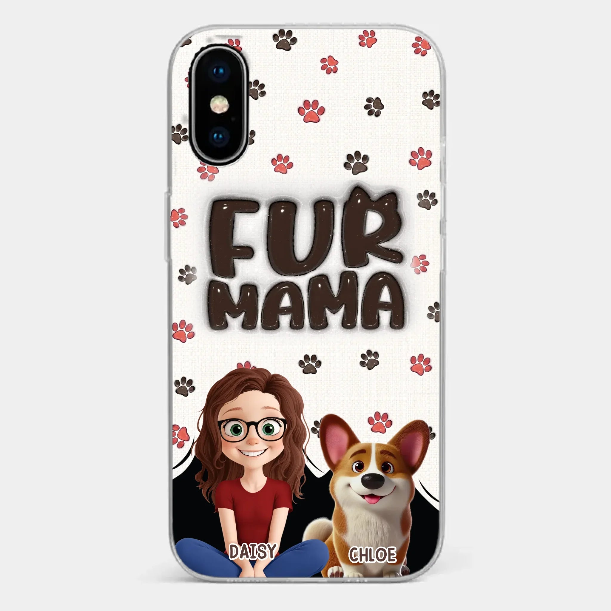 Custom 3D Inflated Effect Printed Clear Phone Case - Personalized Birthday Gifts For Dog Cat Lovers, Dog Dad And Mom, Cat Owners - Love Grows With Fur Around