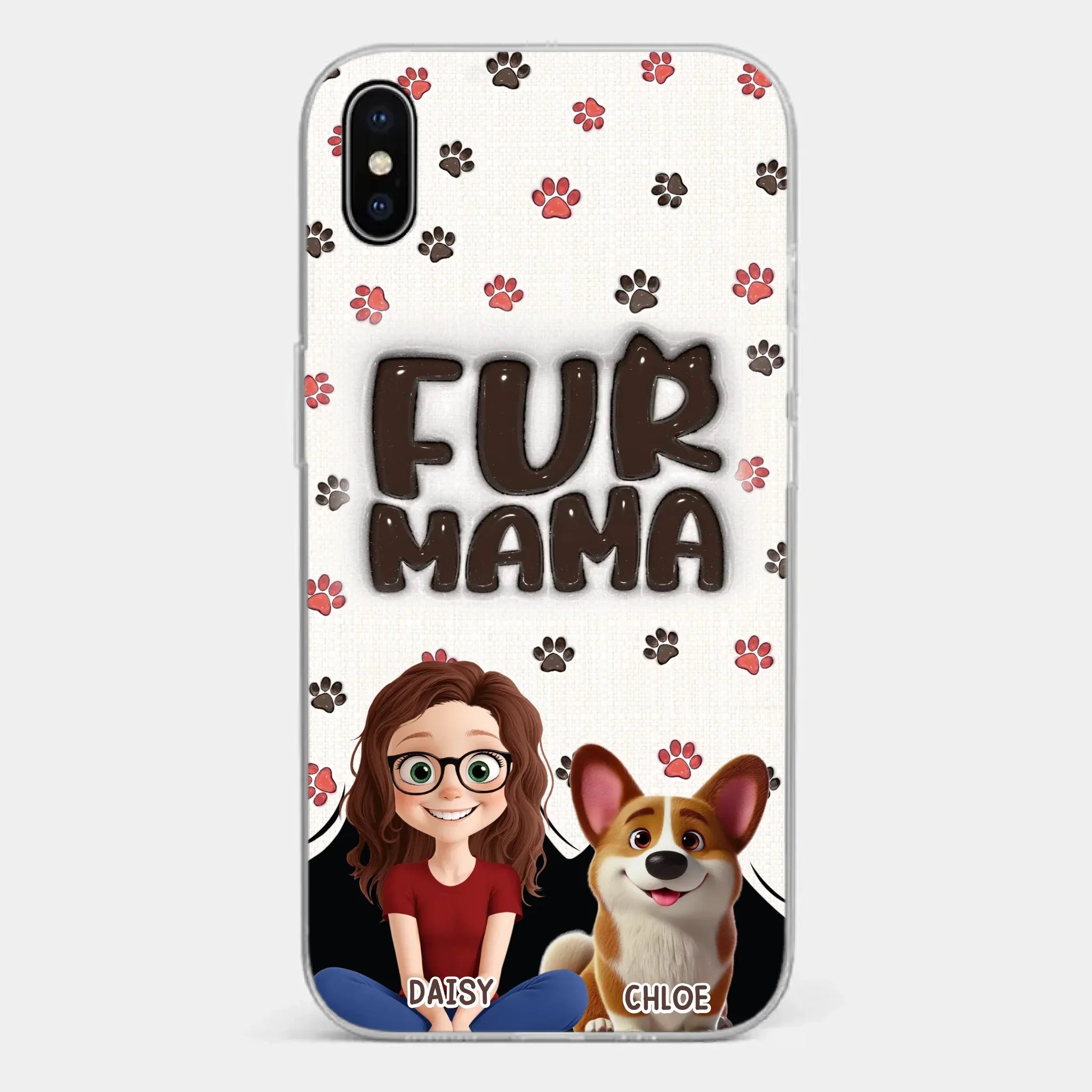 Custom 3D Inflated Effect Printed Clear Phone Case - Personalized Birthday Gifts For Dog Cat Lovers, Dog Dad And Mom, Cat Owners - Love Grows With Fur Around