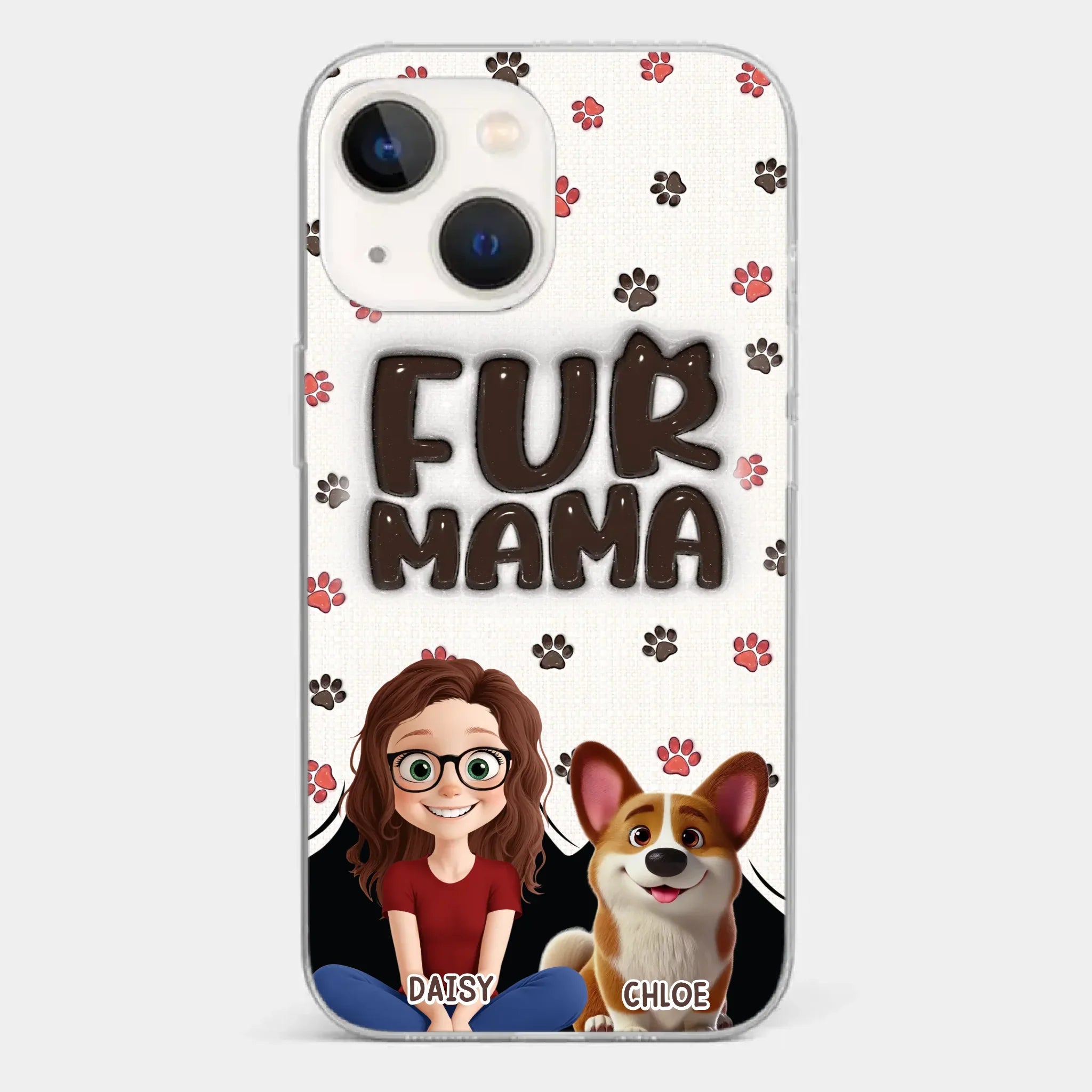 Custom 3D Inflated Effect Printed Clear Phone Case - Personalized Birthday Gifts For Dog Cat Lovers, Dog Dad And Mom, Cat Owners - Love Grows With Fur Around