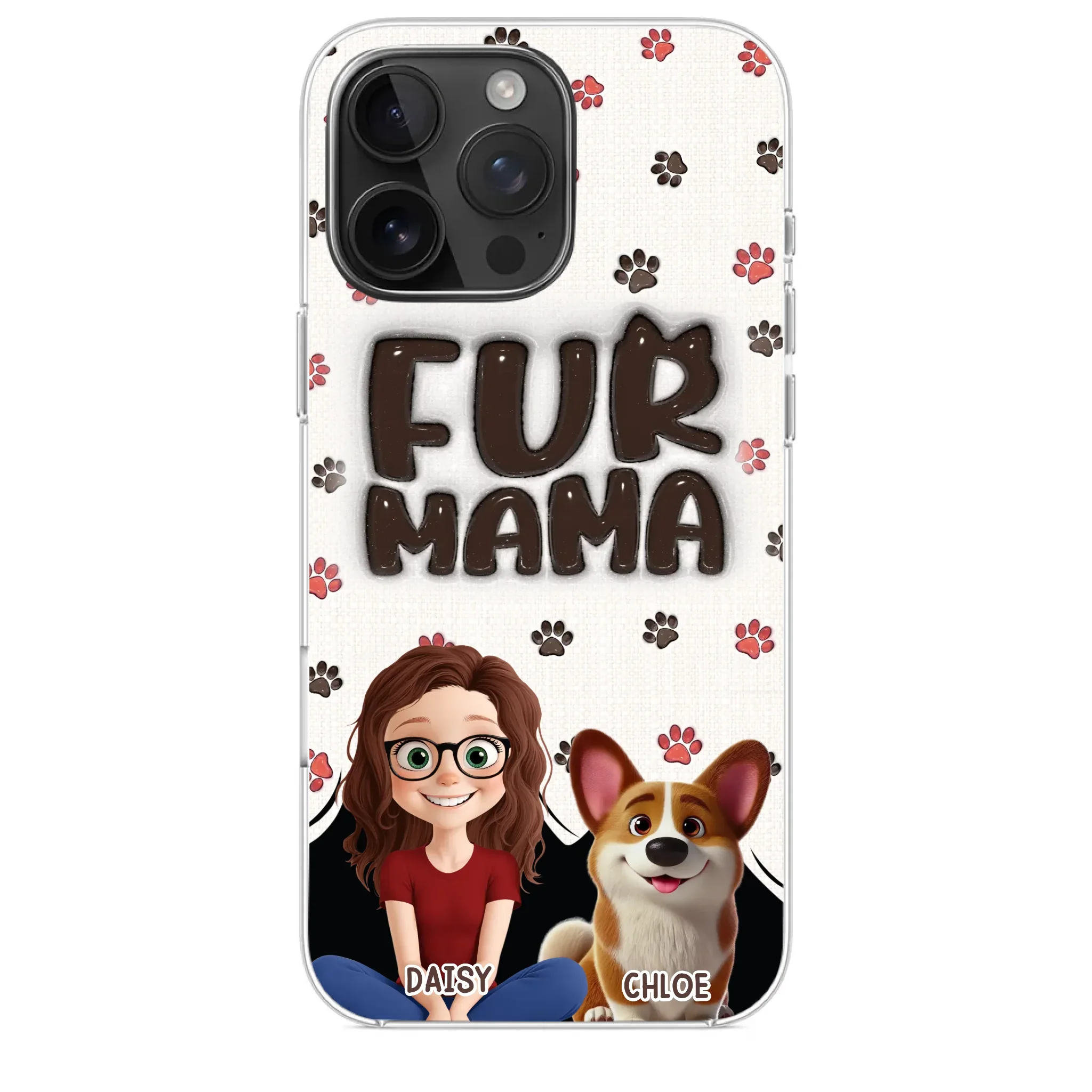 Custom 3D Inflated Effect Printed Clear Phone Case - Personalized Birthday Gifts For Dog Cat Lovers, Dog Dad And Mom, Cat Owners - Love Grows With Fur Around