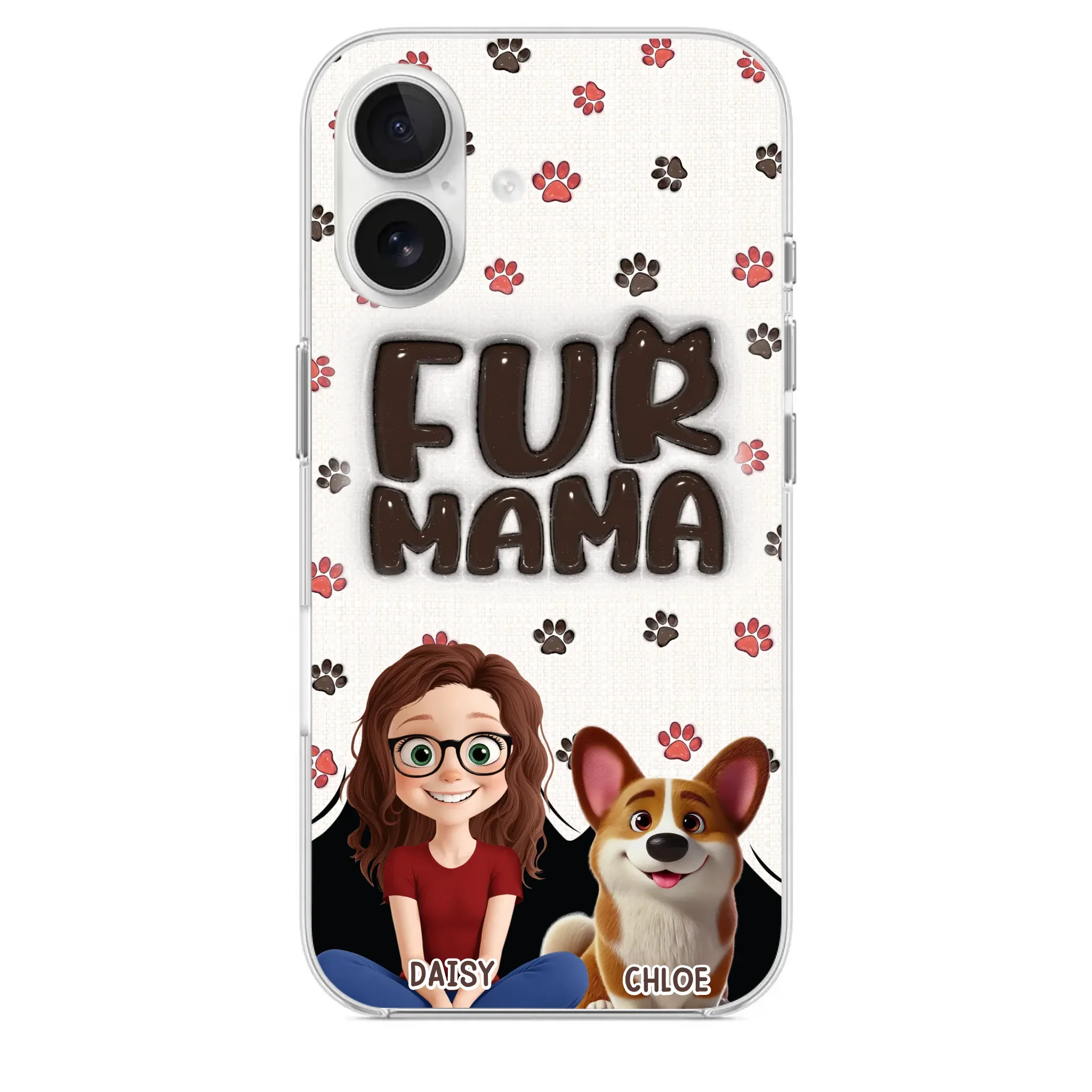 Custom 3D Inflated Effect Printed Clear Phone Case - Personalized Birthday Gifts For Dog Cat Lovers, Dog Dad And Mom, Cat Owners - Love Grows With Fur Around