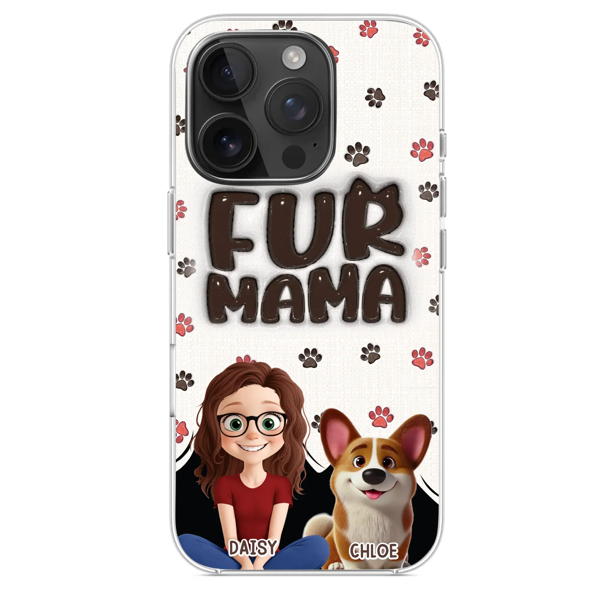 Custom 3D Inflated Effect Printed Clear Phone Case - Personalized Birthday Gifts For Dog Cat Lovers, Dog Dad And Mom, Cat Owners - Love Grows With Fur Around