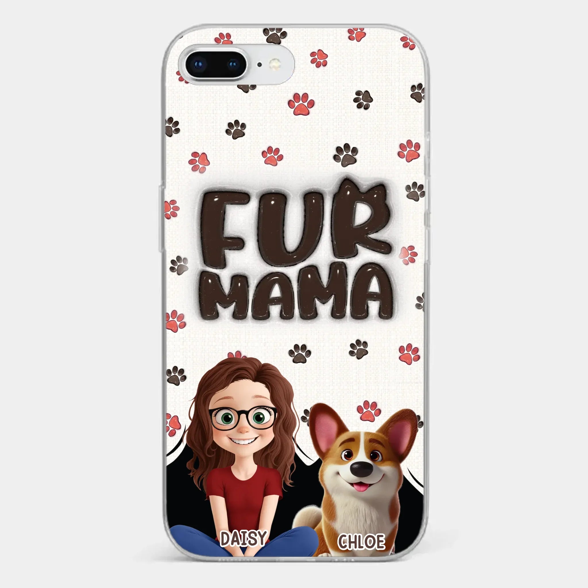 Custom 3D Inflated Effect Printed Clear Phone Case - Personalized Birthday Gifts For Dog Cat Lovers, Dog Dad And Mom, Cat Owners - Love Grows With Fur Around