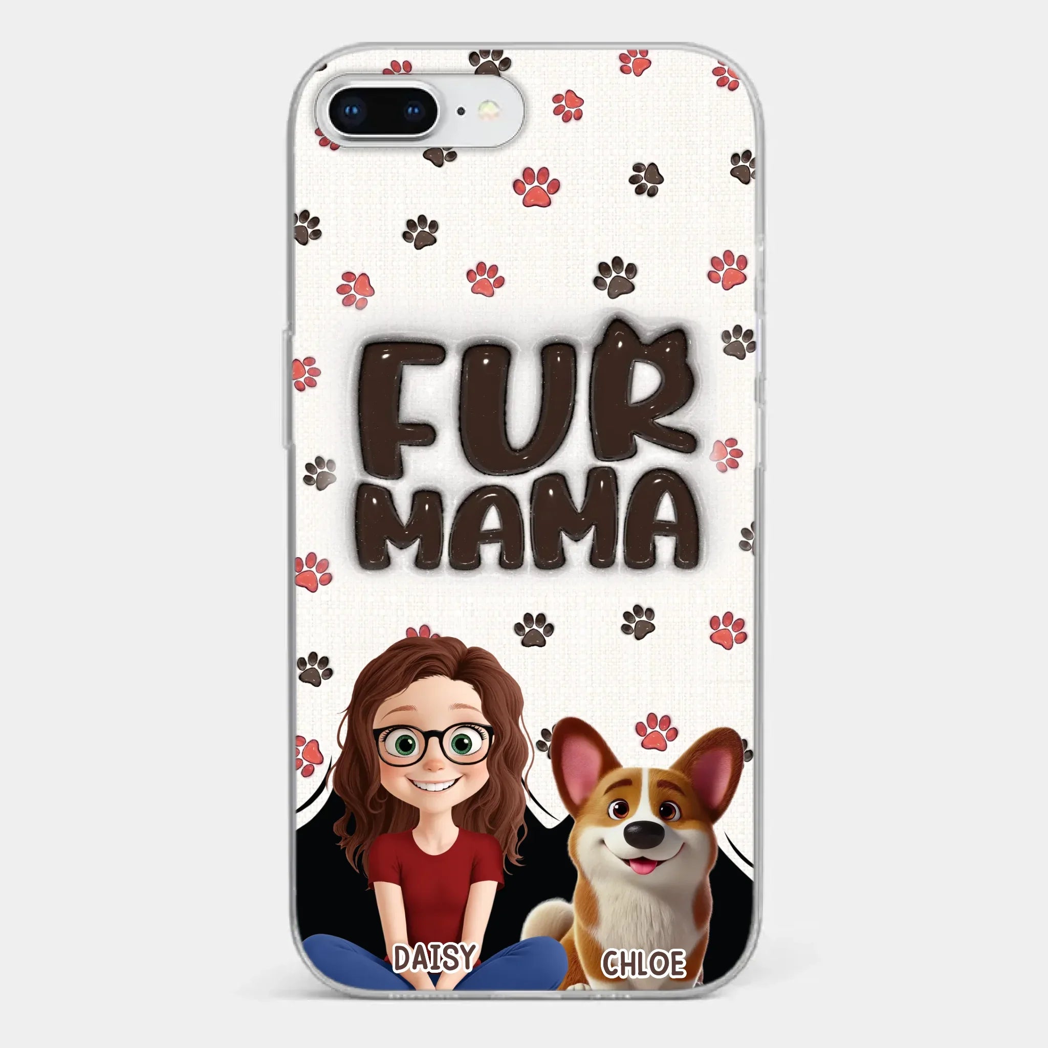 Custom 3D Inflated Effect Printed Clear Phone Case - Personalized Birthday Gifts For Dog Cat Lovers, Dog Dad And Mom, Cat Owners - Love Grows With Fur Around