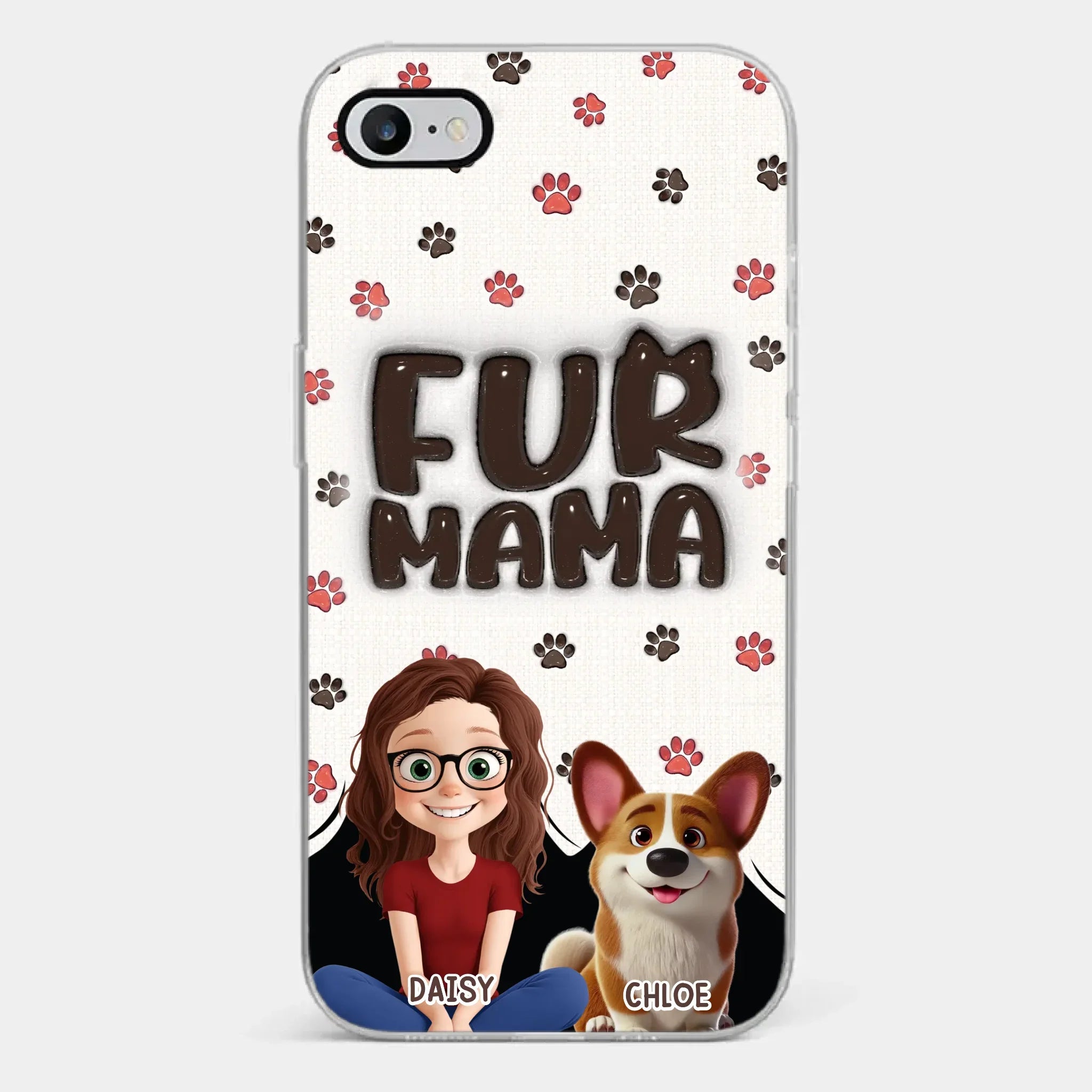 Custom 3D Inflated Effect Printed Clear Phone Case - Personalized Birthday Gifts For Dog Cat Lovers, Dog Dad And Mom, Cat Owners - Love Grows With Fur Around