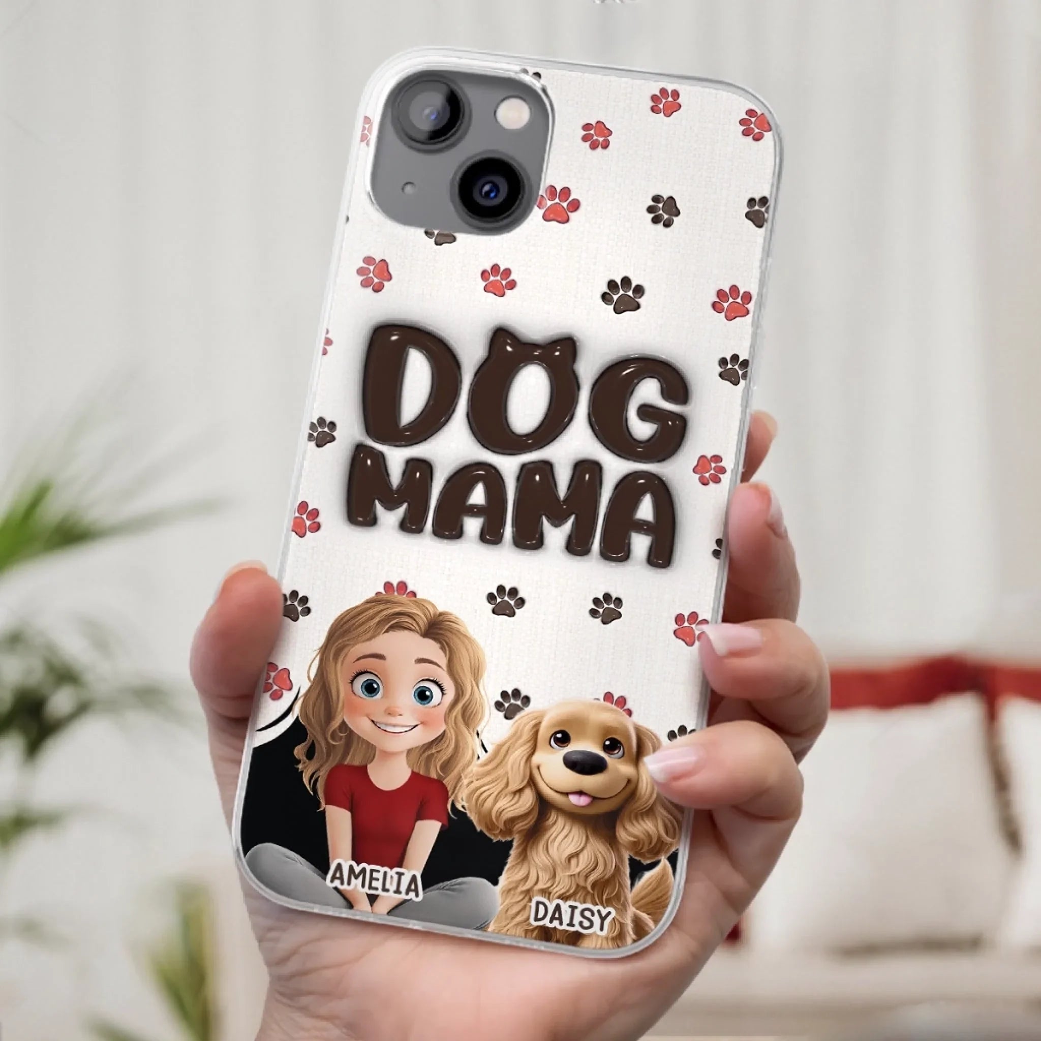Custom 3D Inflated Effect Printed Clear Phone Case - Personalized Birthday Gifts For Dog Cat Lovers, Dog Dad And Mom, Cat Owners - Love Grows With Fur Around