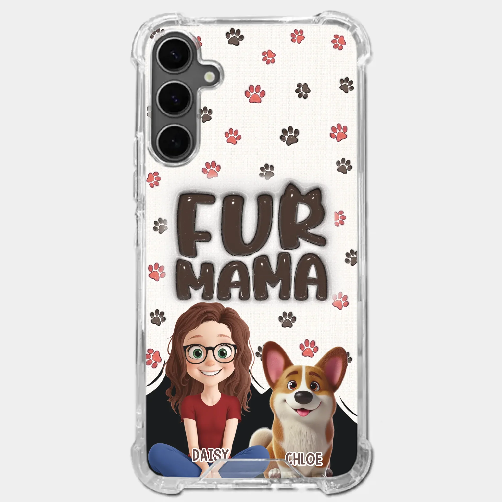 Custom 3D Inflated Effect Printed Clear Phone Case - Personalized Birthday Gifts For Dog Cat Lovers, Dog Dad And Mom, Cat Owners - Love Grows With Fur Around