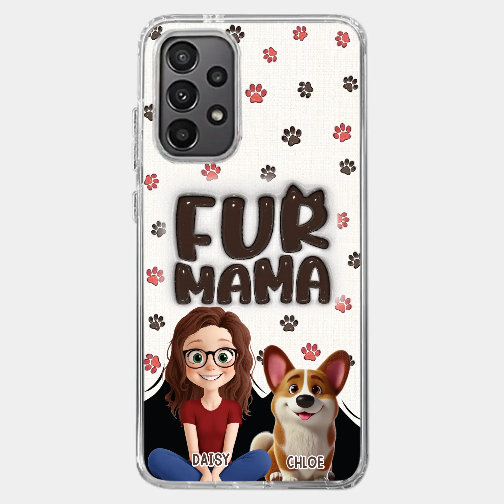 Custom 3D Inflated Effect Printed Clear Phone Case - Personalized Birthday Gifts For Dog Cat Lovers, Dog Dad And Mom, Cat Owners - Love Grows With Fur Around