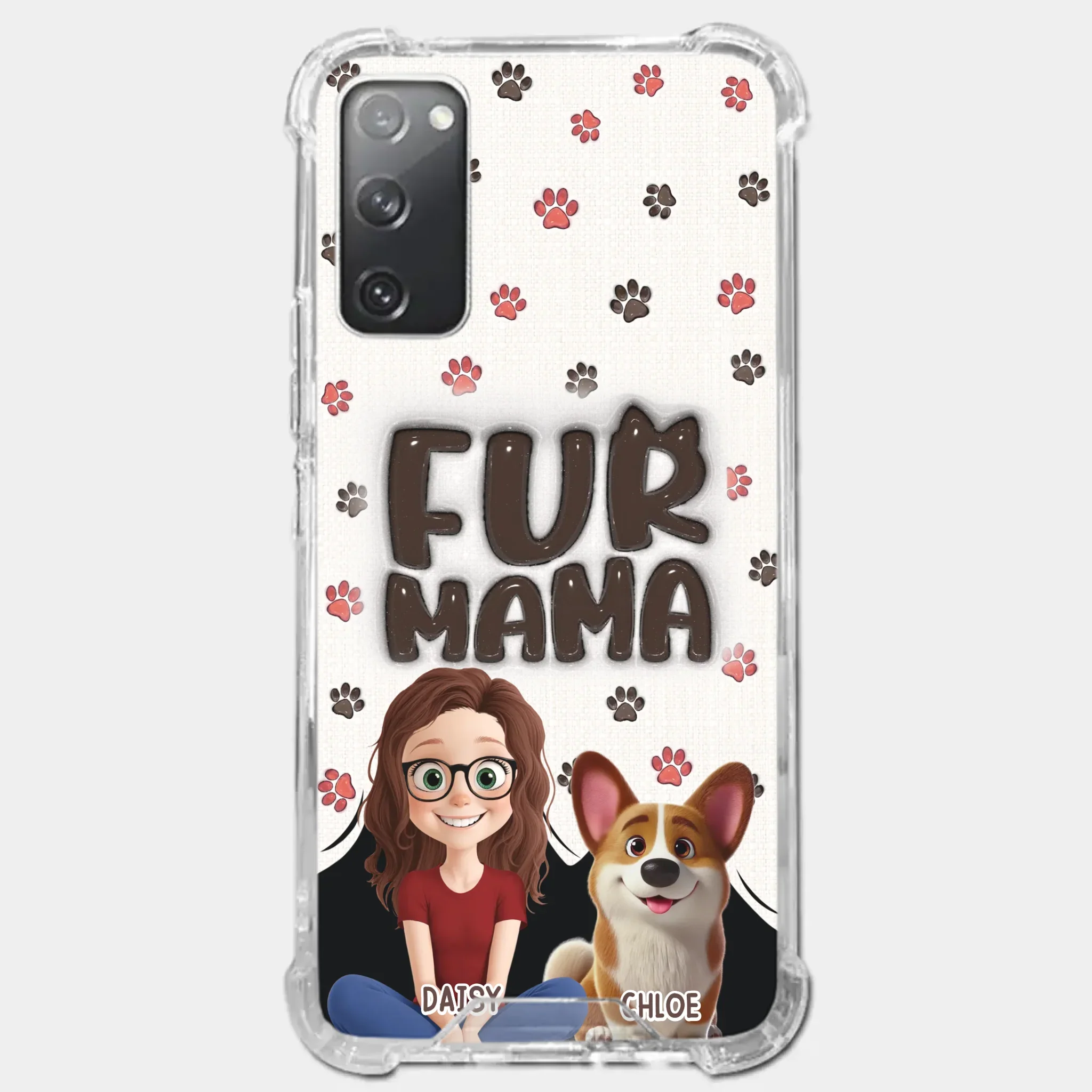 Custom 3D Inflated Effect Printed Clear Phone Case - Personalized Birthday Gifts For Dog Cat Lovers, Dog Dad And Mom, Cat Owners - Love Grows With Fur Around