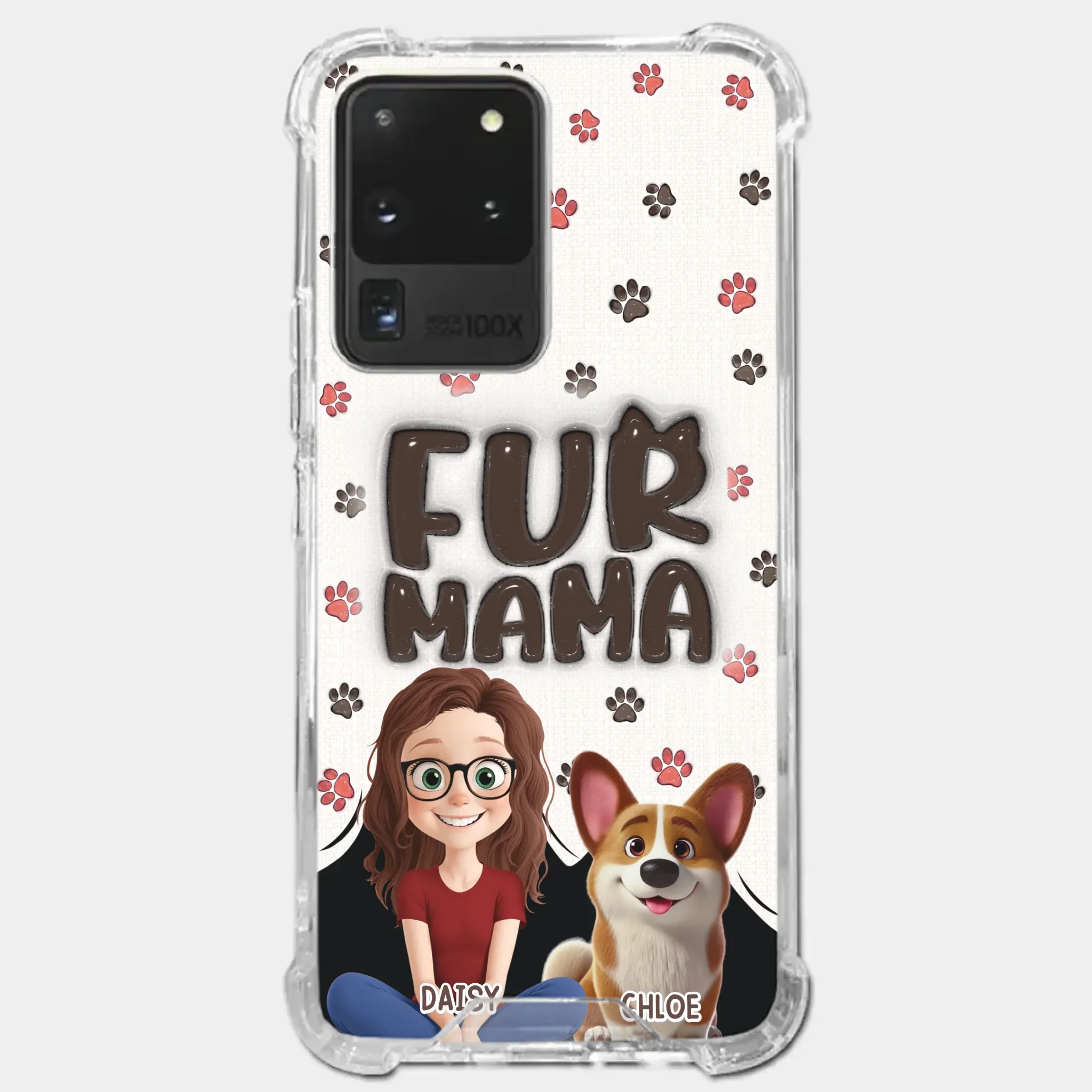 Custom 3D Inflated Effect Printed Clear Phone Case - Personalized Birthday Gifts For Dog Cat Lovers, Dog Dad And Mom, Cat Owners - Love Grows With Fur Around