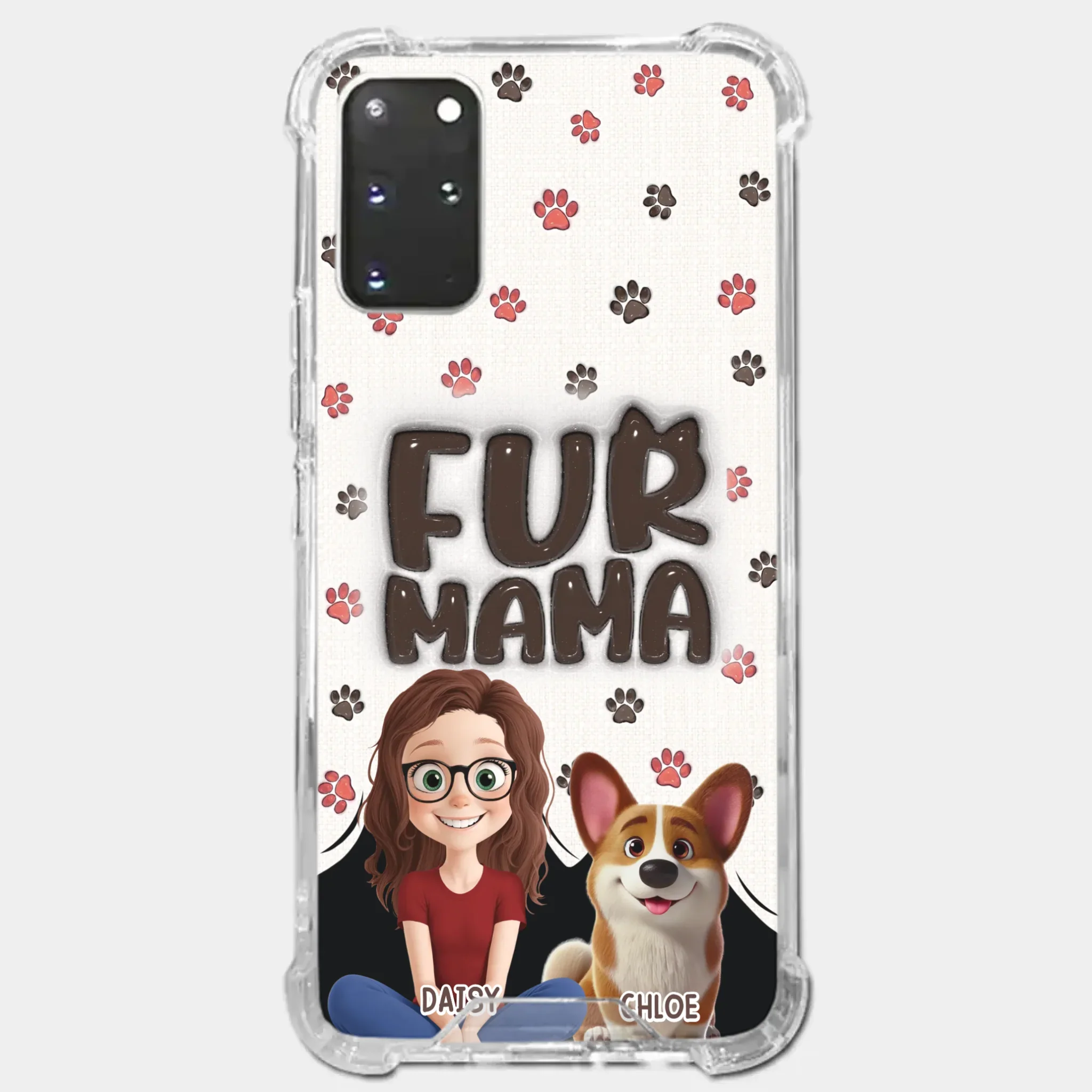 Custom 3D Inflated Effect Printed Clear Phone Case - Personalized Birthday Gifts For Dog Cat Lovers, Dog Dad And Mom, Cat Owners - Love Grows With Fur Around