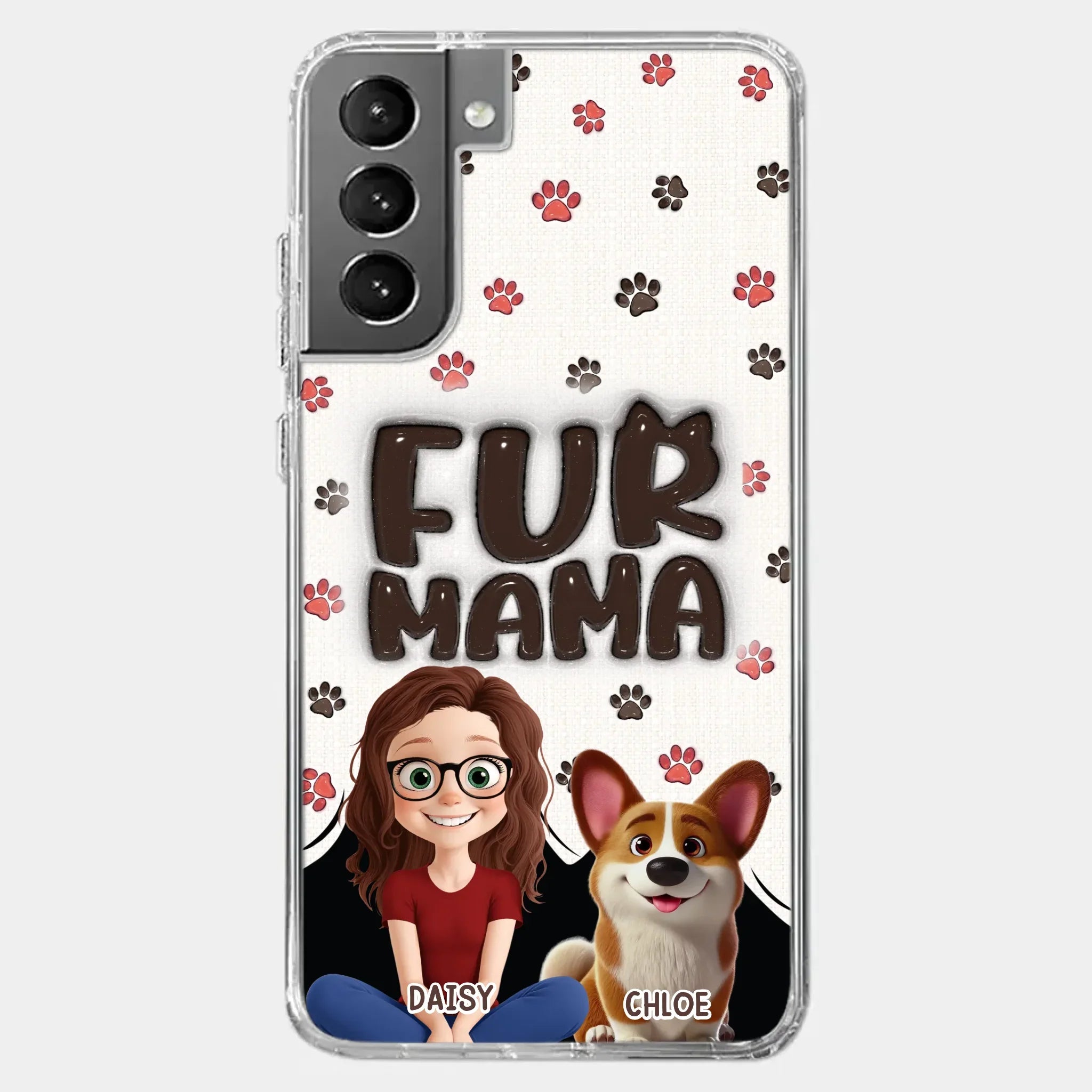 Custom 3D Inflated Effect Printed Clear Phone Case - Personalized Birthday Gifts For Dog Cat Lovers, Dog Dad And Mom, Cat Owners - Love Grows With Fur Around