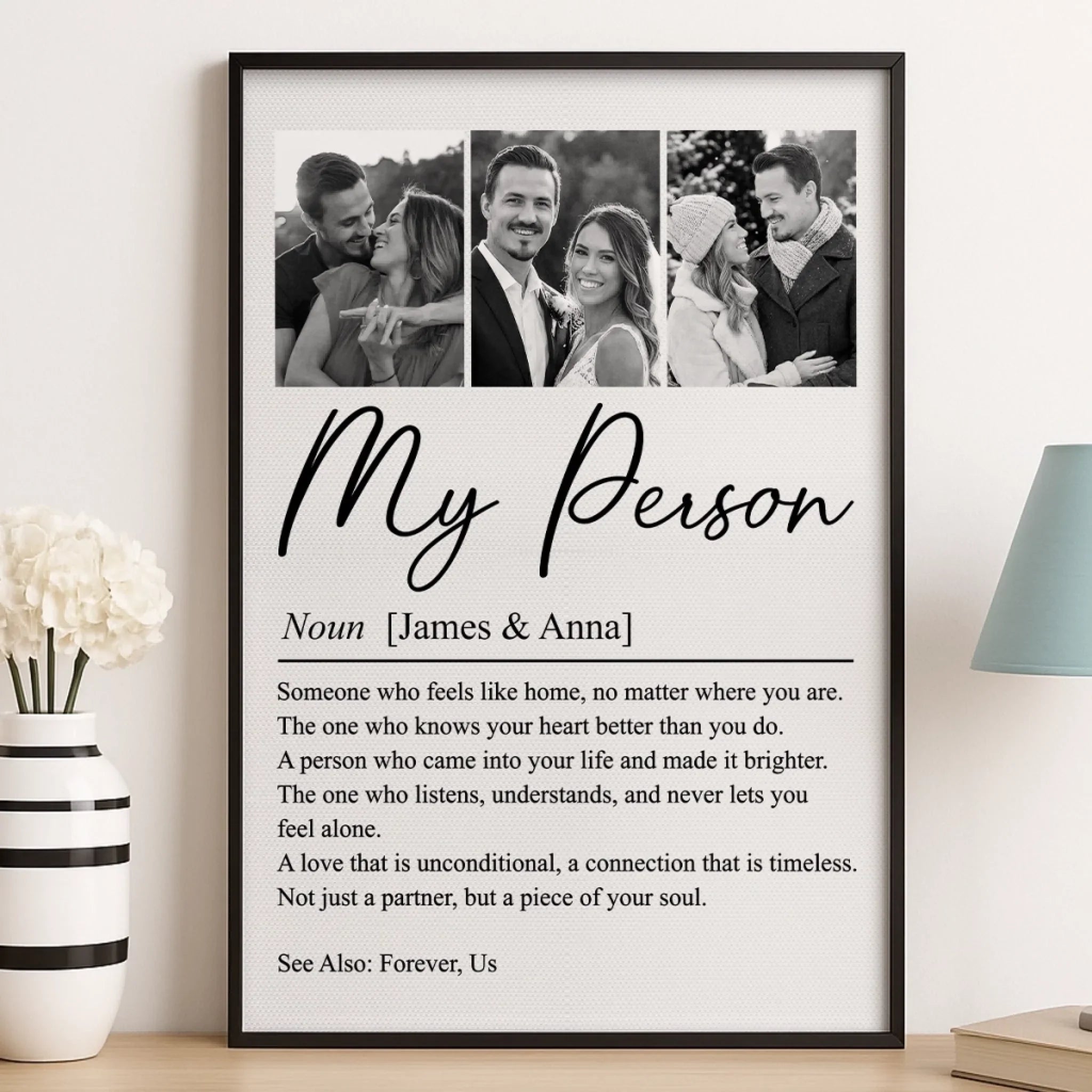 Custom Photo Vertical Poster - Personalized Anniversary Wedding Gifts For Husband And Wife, Him And Her - You And Me Works Always