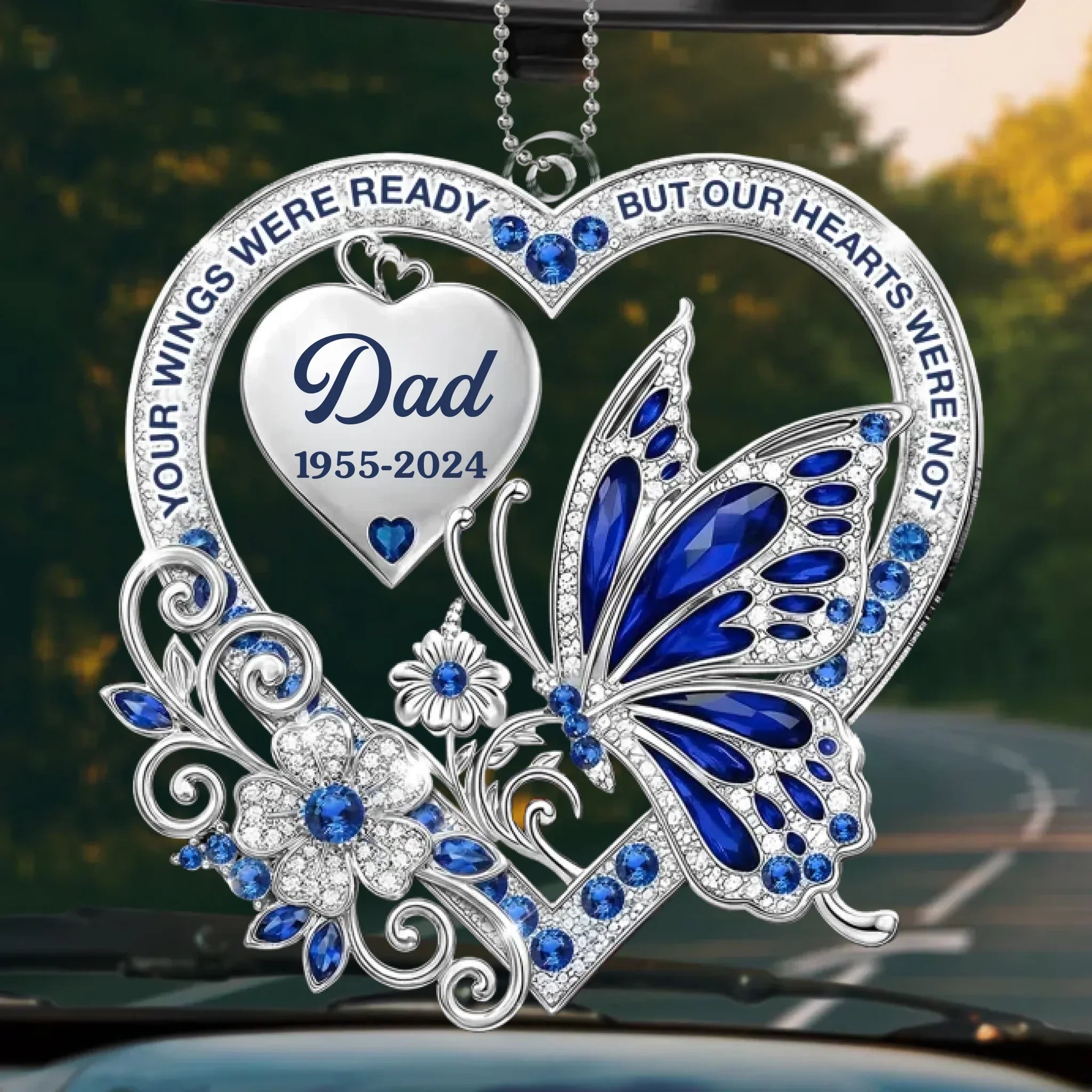 Custom Acrylic Car Ornament - Personalized Memorial Sympathy Gifts For Loss Of Mom, Dad - Loved More Than Words