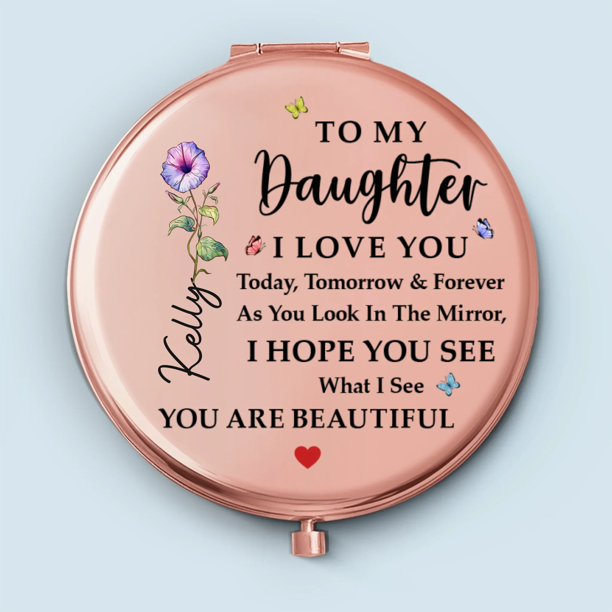 Custom Compact Mirror - Personalized Birthday Gifts For Daughter - Always My Little Girl