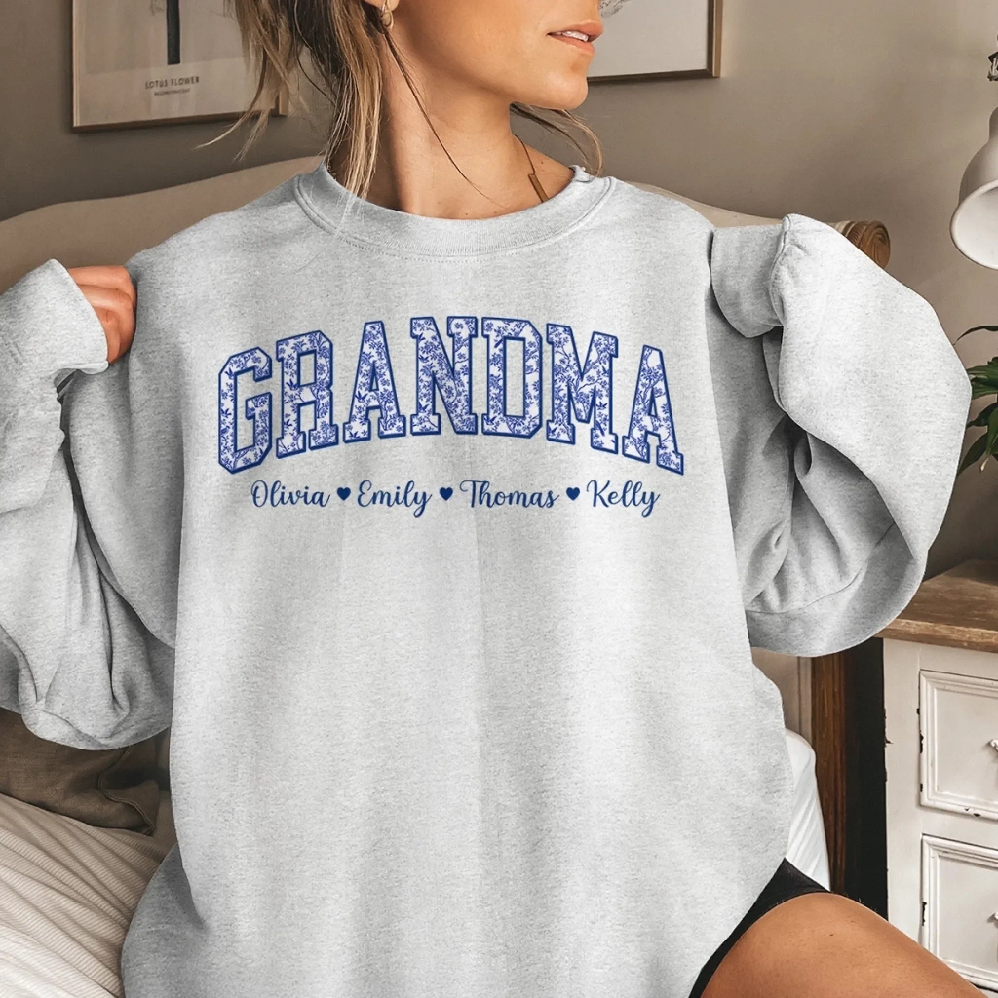 Custom Unisex Sweatshirt, Hoodie With Design On Sleeve - Personalized Birthday Gifts For Mom, Grandma - Rooted In Love