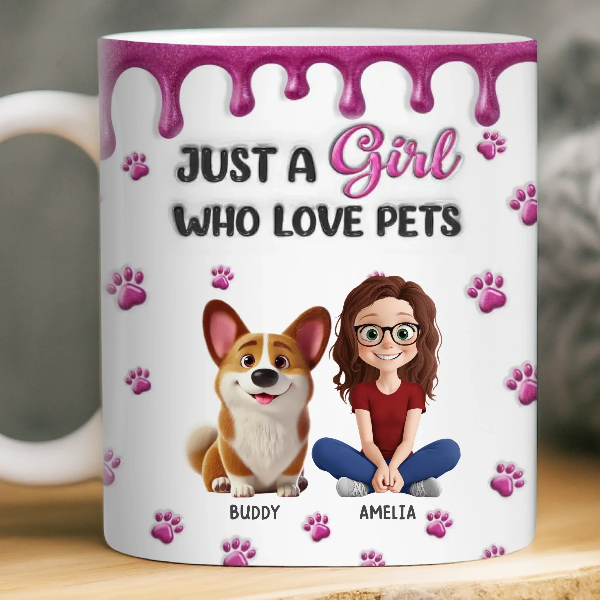 Custom 3D Inflated Effect Printed Mug - Personalized Birthday Gifts For Dog Cat Lovers, Dog Dad And Mom, Cat Owners - A Soft Spot For Wagging Tails