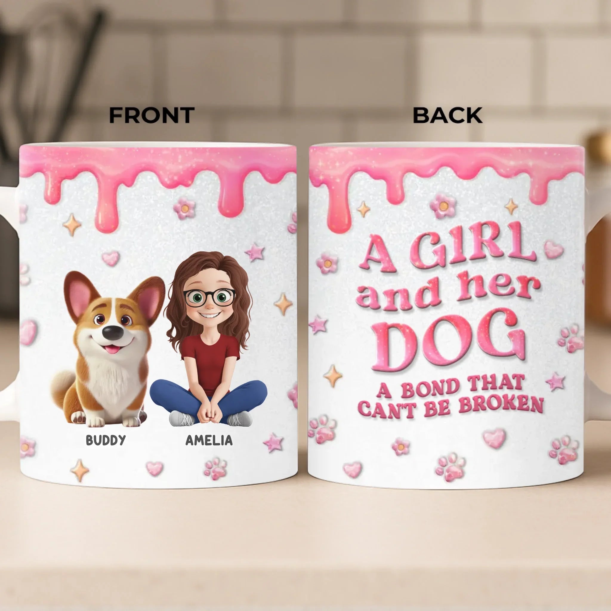 Custom 3D Inflated Effect Printed Mug - Personalized Birthday Gifts For Dog Lovers, Dog Dad And Mom - More Than Pets, More Than Family