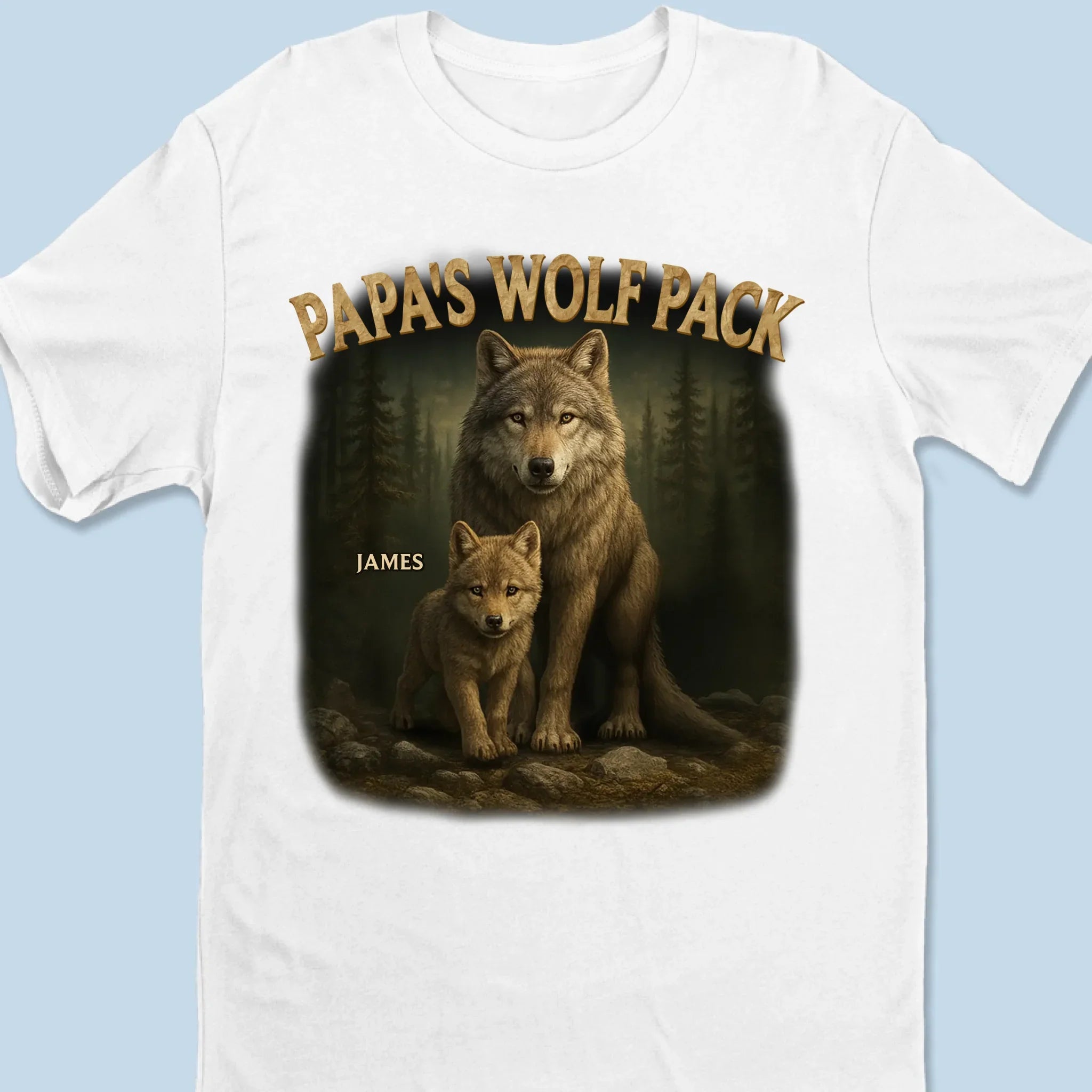 Papa’s Wolf Pack - Family Personalized Custom Unisex T-shirt, Premium T-shirt, Hoodie - New Arrival, Father's Day, Gift For Dad, Grandpa AMZ