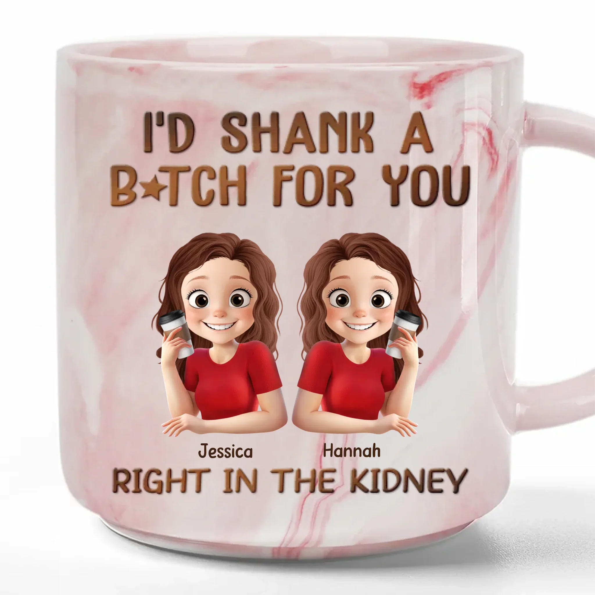 Marble Mug - Personalized Best Friend Birthday Gifts For Women - Savage Besties Club, Gifts For Best Friend Woman, Sisters, BFF