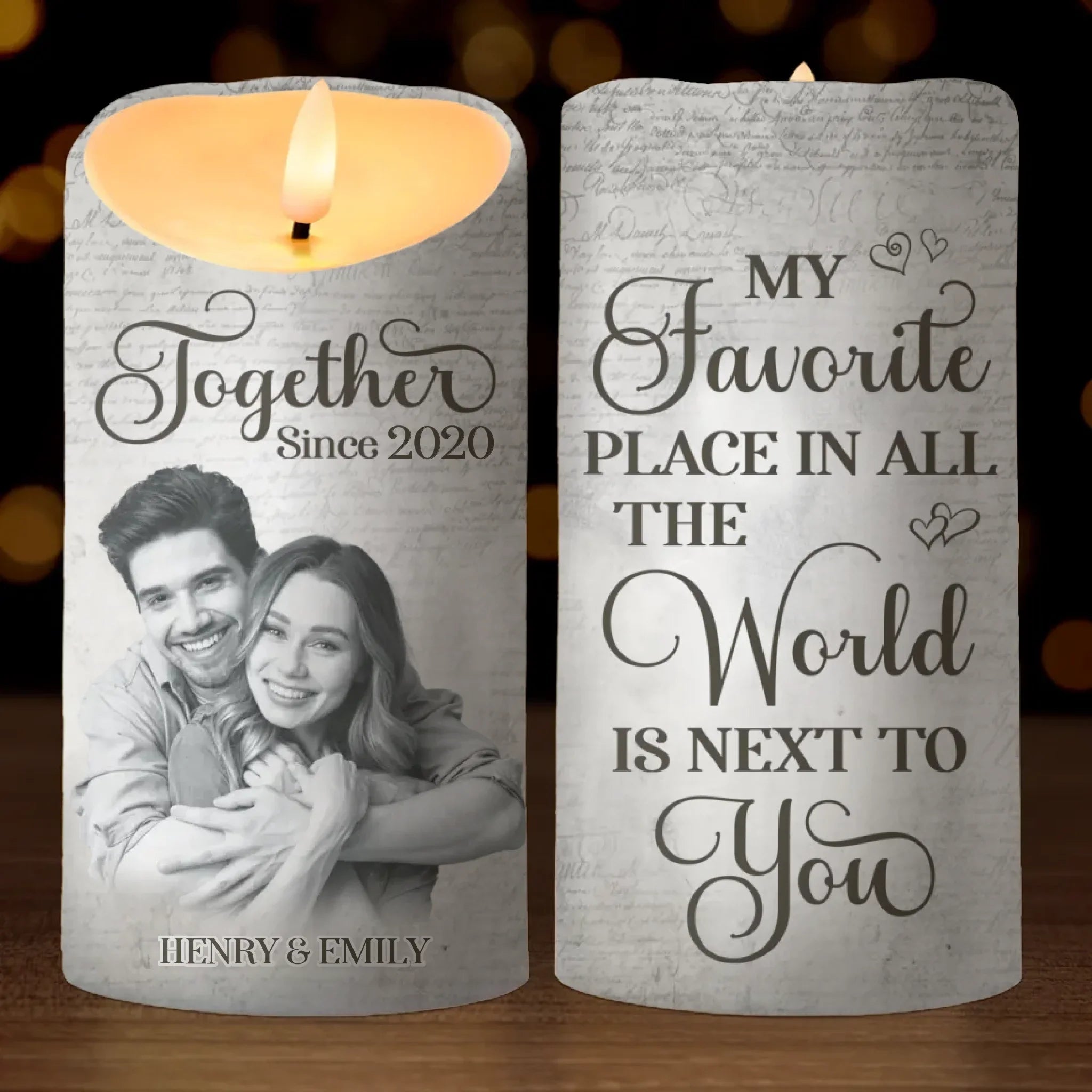 Custom Photo The Best Moments Are The Ones Spent With You - Couple Personalized Custom LED Candle - Christmas Gift For Husband Wife, Anniversary