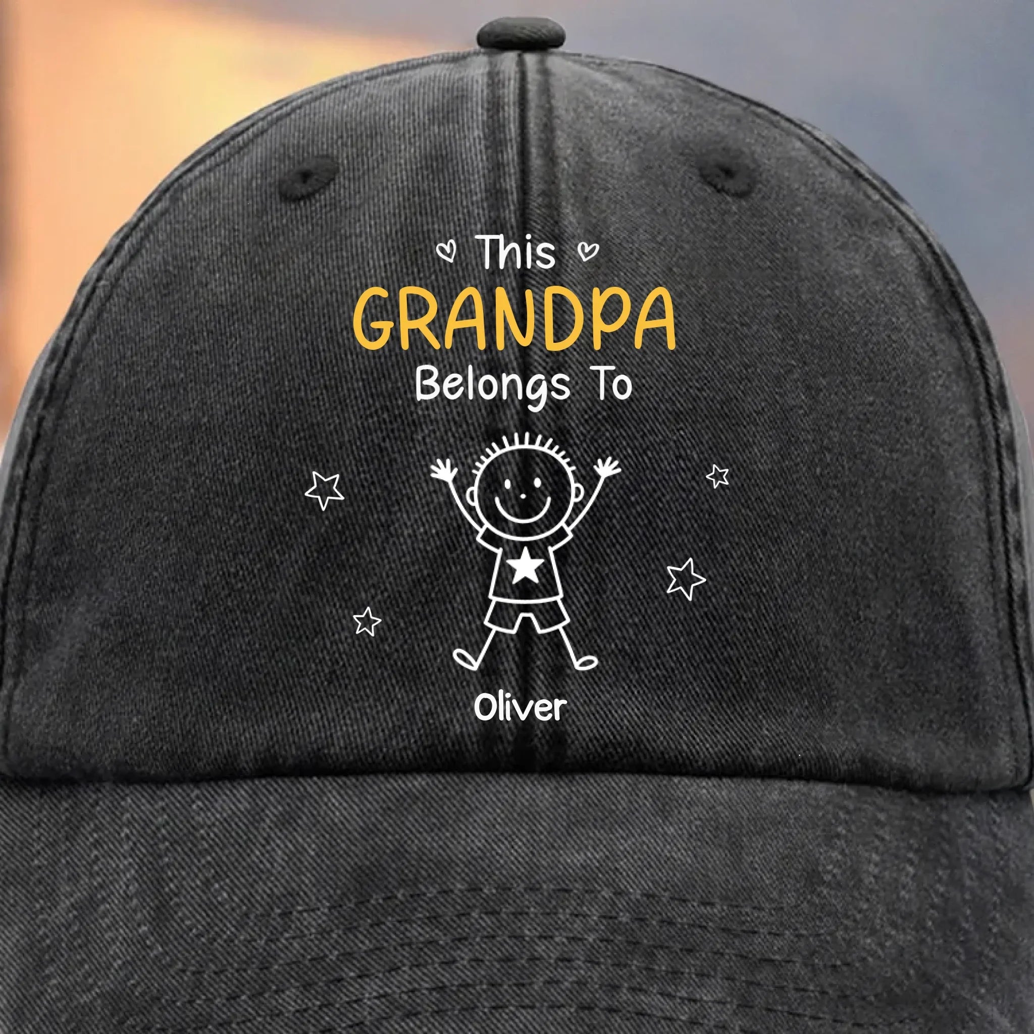 Custom Vintage Washed Denim Baseball Cap - Personalized Birthday Gifts For Dad, Grandpa - My Crew Makes Me Smile
