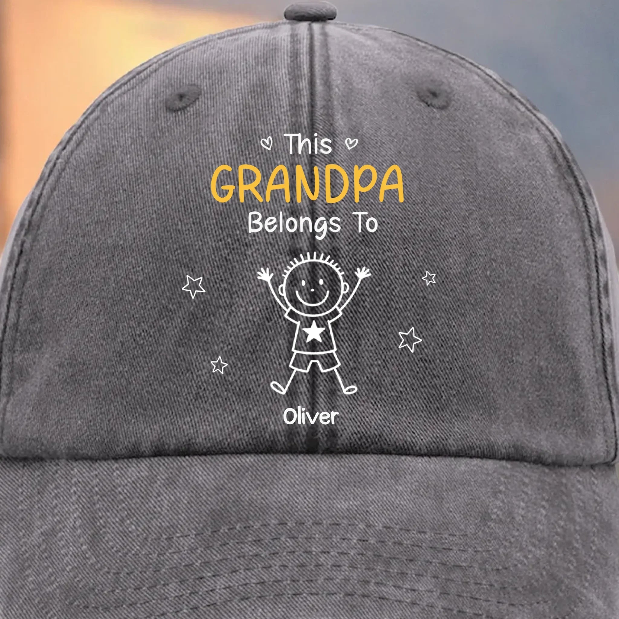 Custom Vintage Washed Denim Baseball Cap - Personalized Birthday Gifts For Dad, Grandpa - My Crew Makes Me Smile