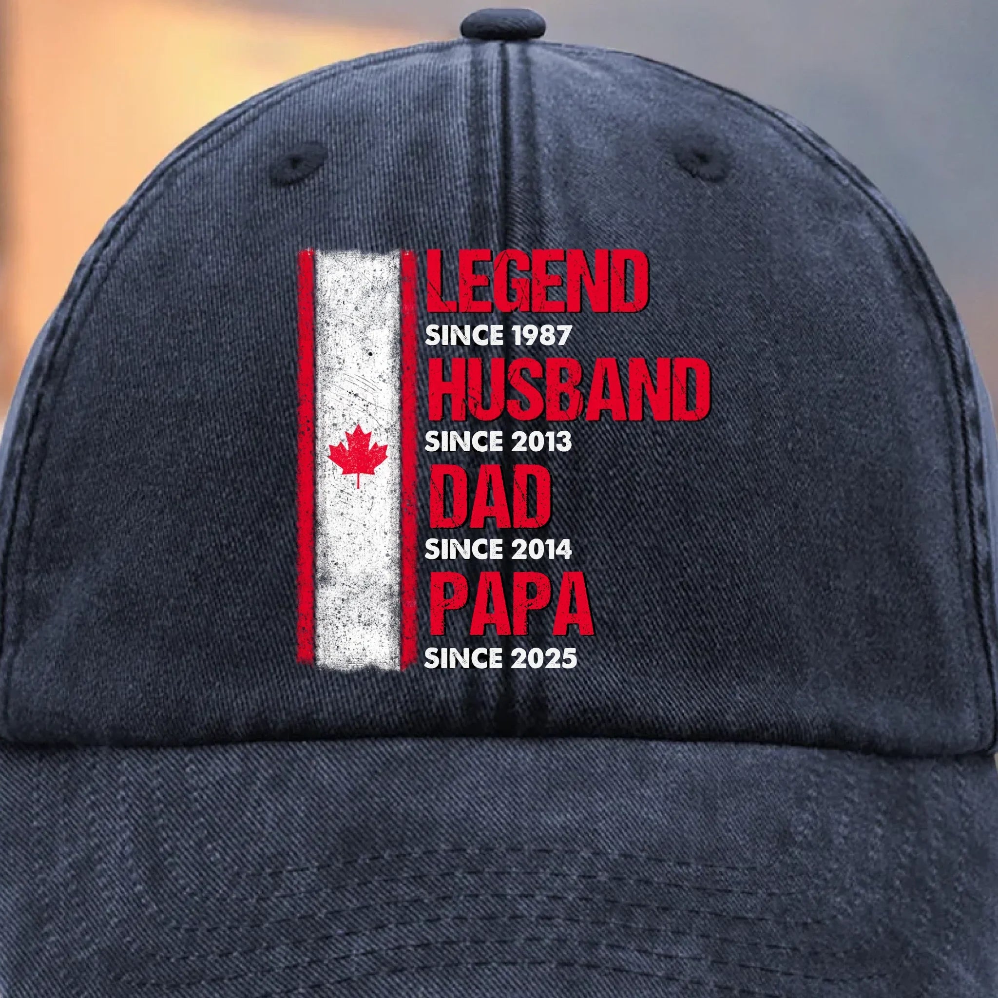 Custom Photo Vintage Washed Denim Baseball Cap - Personalized Birthday Gifts For Dad, Grandpa - From Husband To Grandpa Legend