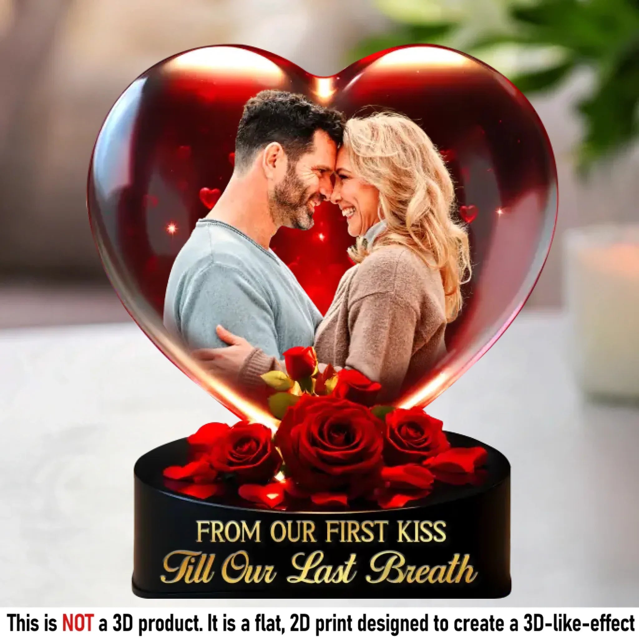Custom Photo From Our First Kiss, Till Our Last Breath - Couple Personalized Custom Acrylic Plaque Custom Shape - Gift For Husband Wife, Anniversary